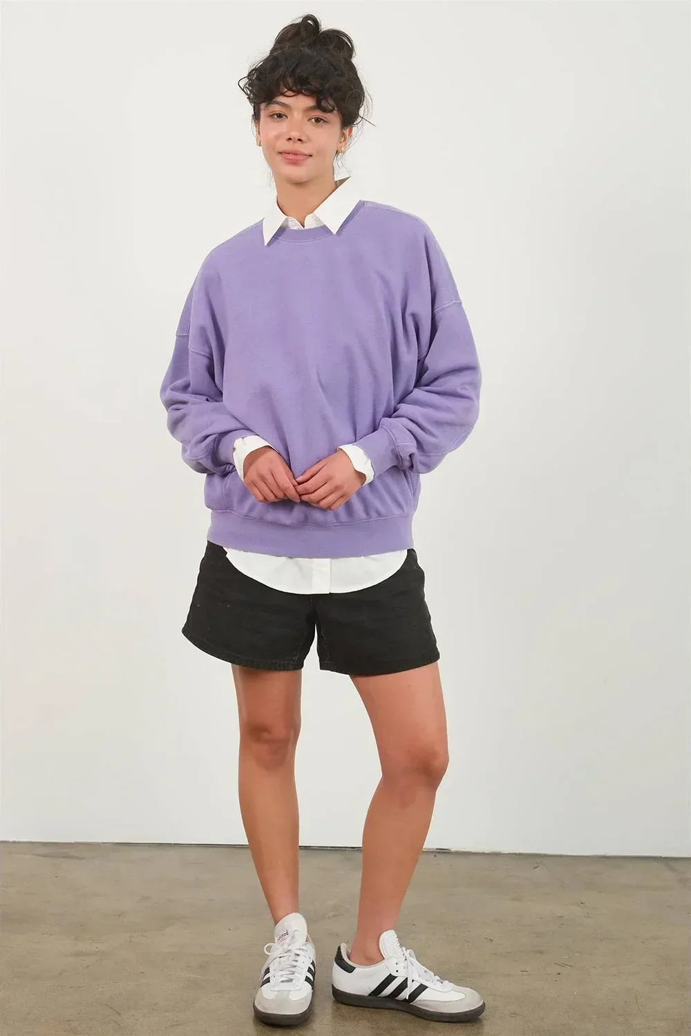 Crew Neck Purple Lavender Pullover Boutique Fashion Sweatshirt