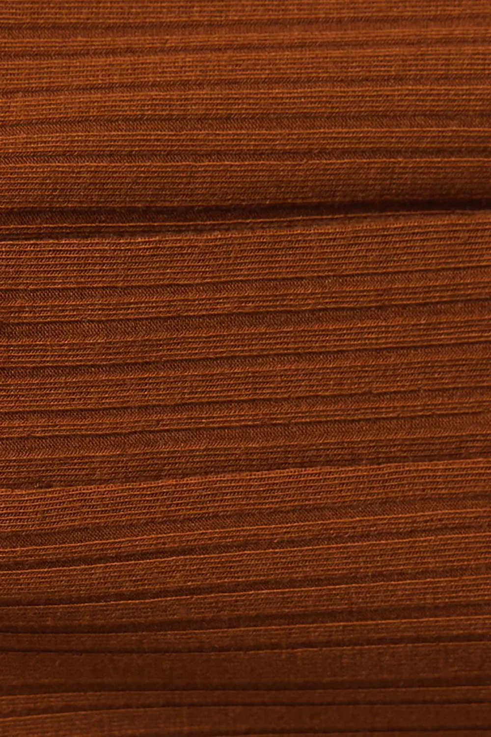 Rust Brown Ribbed Knit Balloon Sleeves Button-Front V-Neck Mini Dress