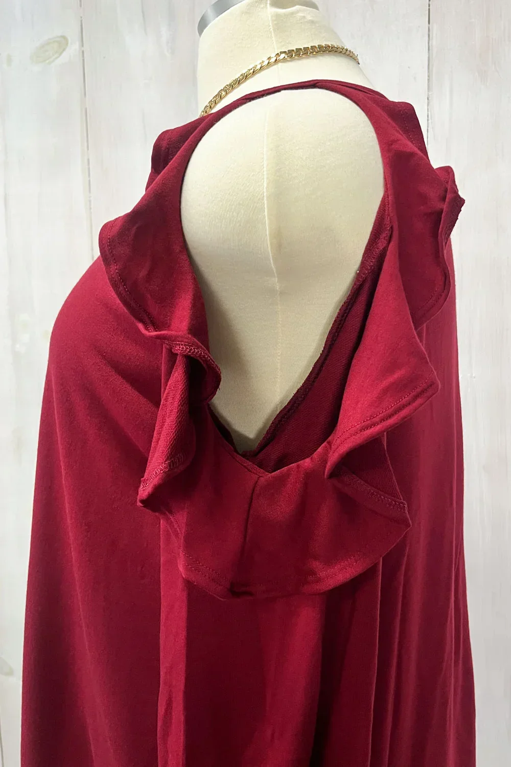 Plus Size Cold Shoulder Ruffle Sleeve Tunic Casual Boutique Blouse