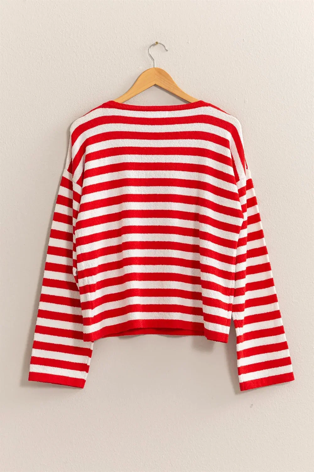 Classic Horizontal Striped Soft Knit Crew Neck Relaxed Fit Long Sleeve Pullover Sweater