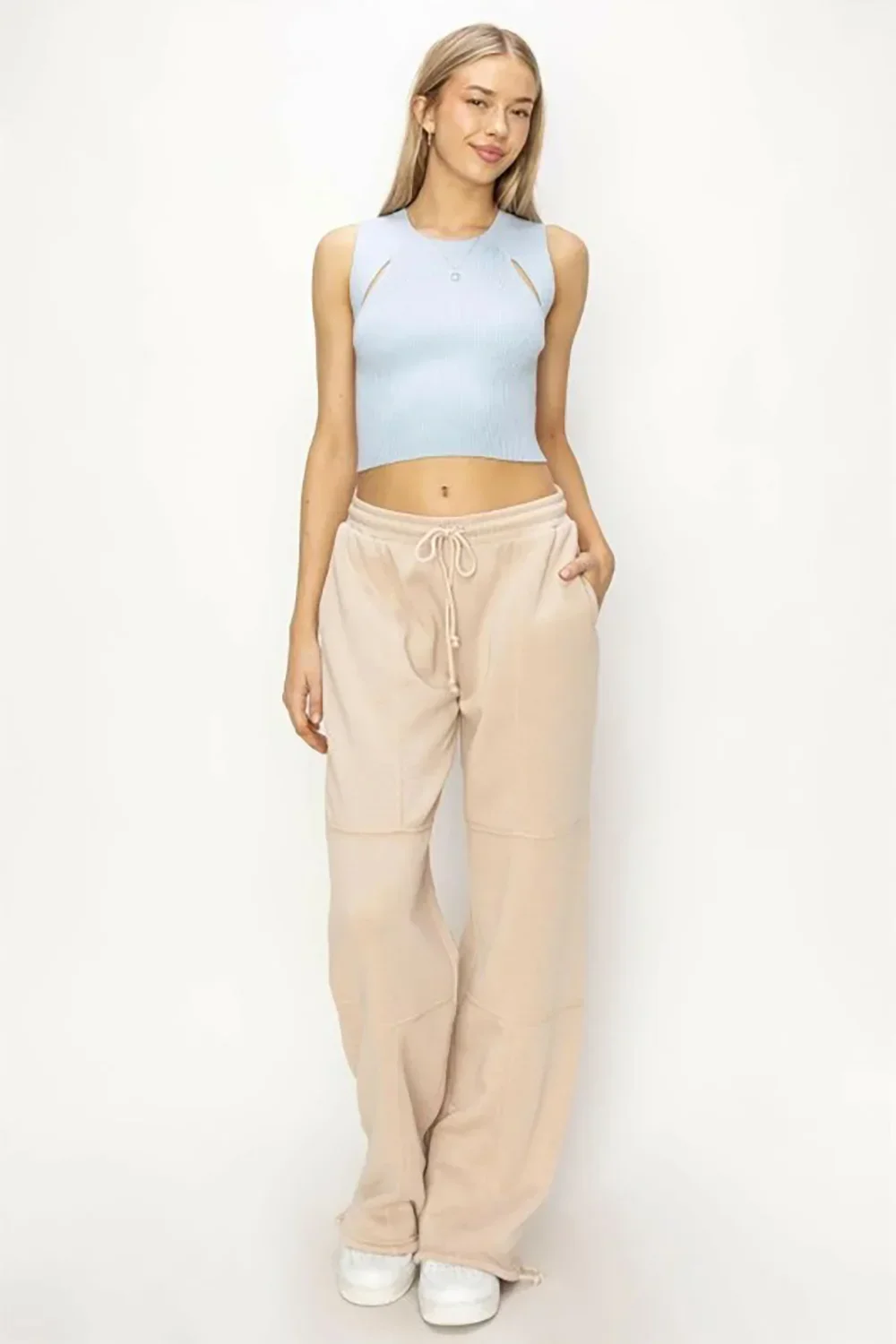 Soft Drawstring Tie Hem Casual Joggers Comfort Athleisure Pants