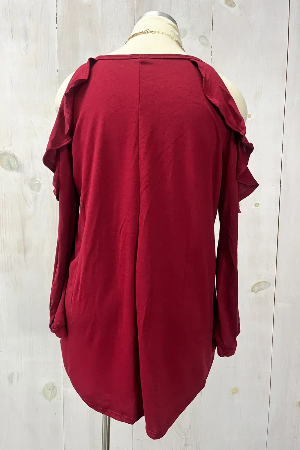 Plus Size Cold Shoulder Ruffle Sleeve Tunic Casual Boutique Blouse