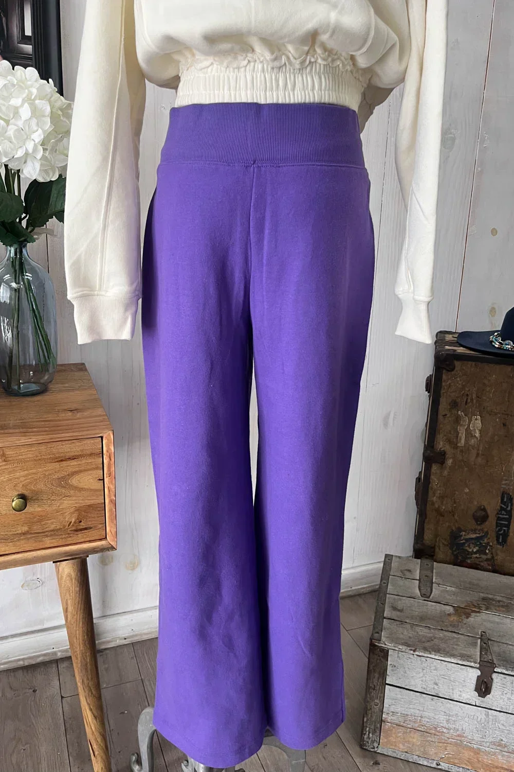 Wide Leg Drawstring Soft Side Slit Lounge Pants Sweatpants