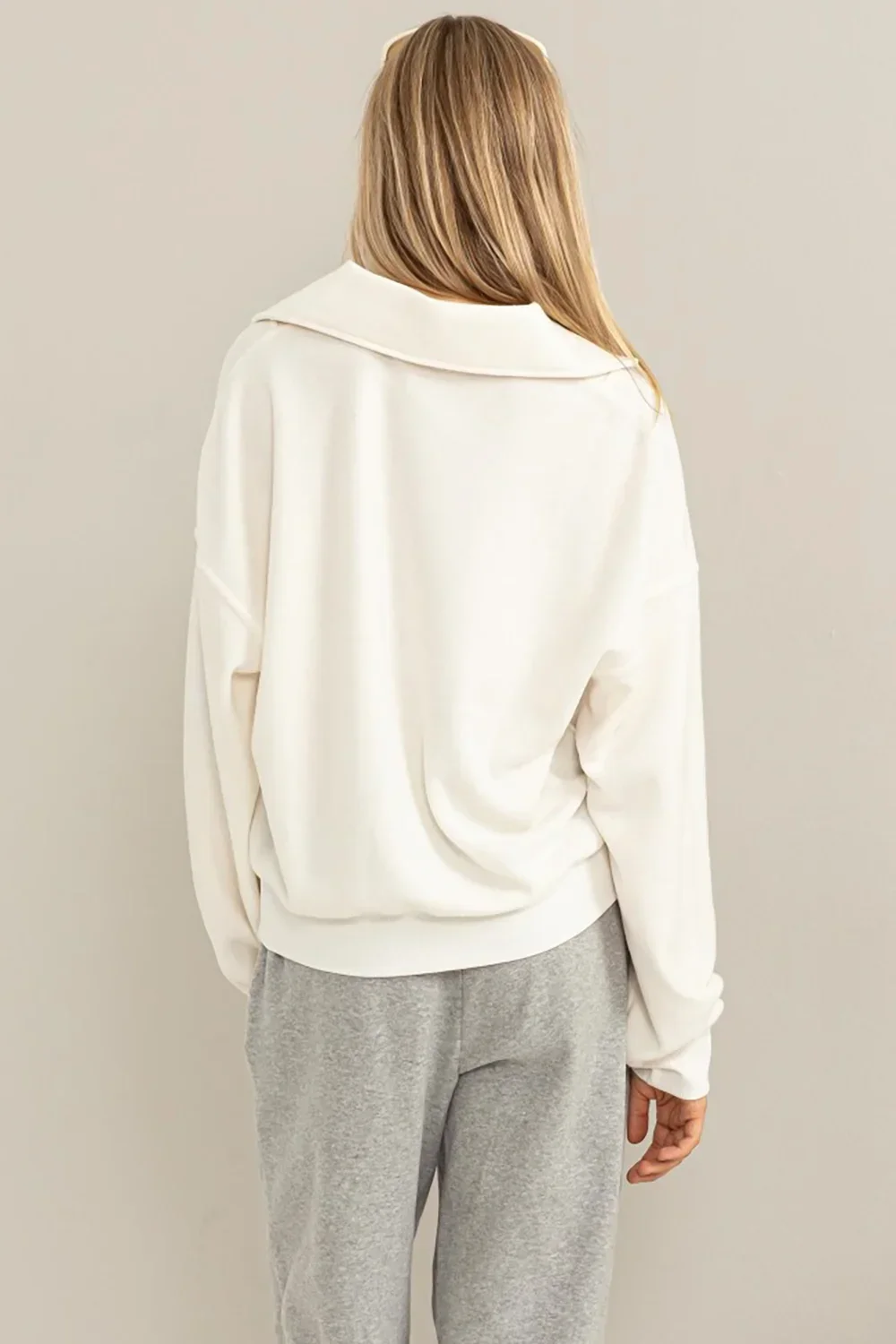 Stylish Sensation Half-Zip Fleece-Lined Fabric Sweatshirt