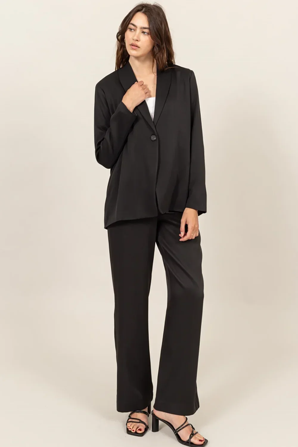 Oversized Blazer High Waist Wide Leg Two Piece Pants set