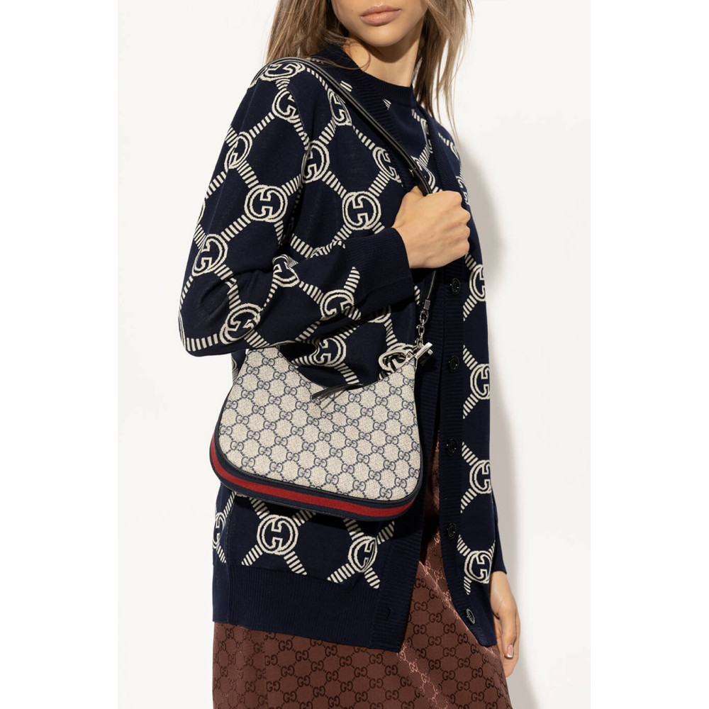 Gucci GG Supreme Attache Small Shoulder Bag Blue