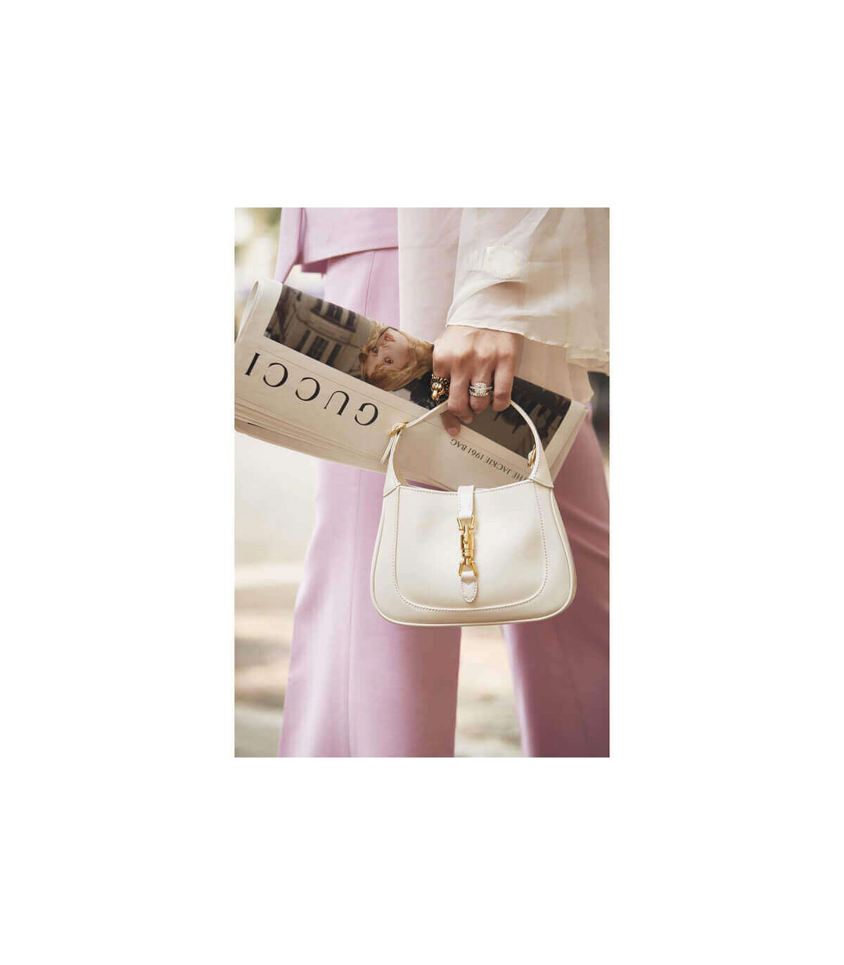 Gucci Jackie 1961 Mini Hobo Bag In White Leather