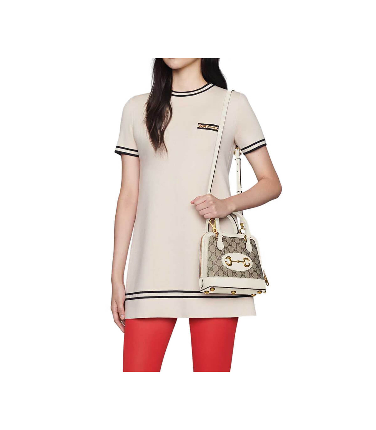 Gucci Horsebit 1955 Mini Top Handle Bag In White GG Supreme Canvas