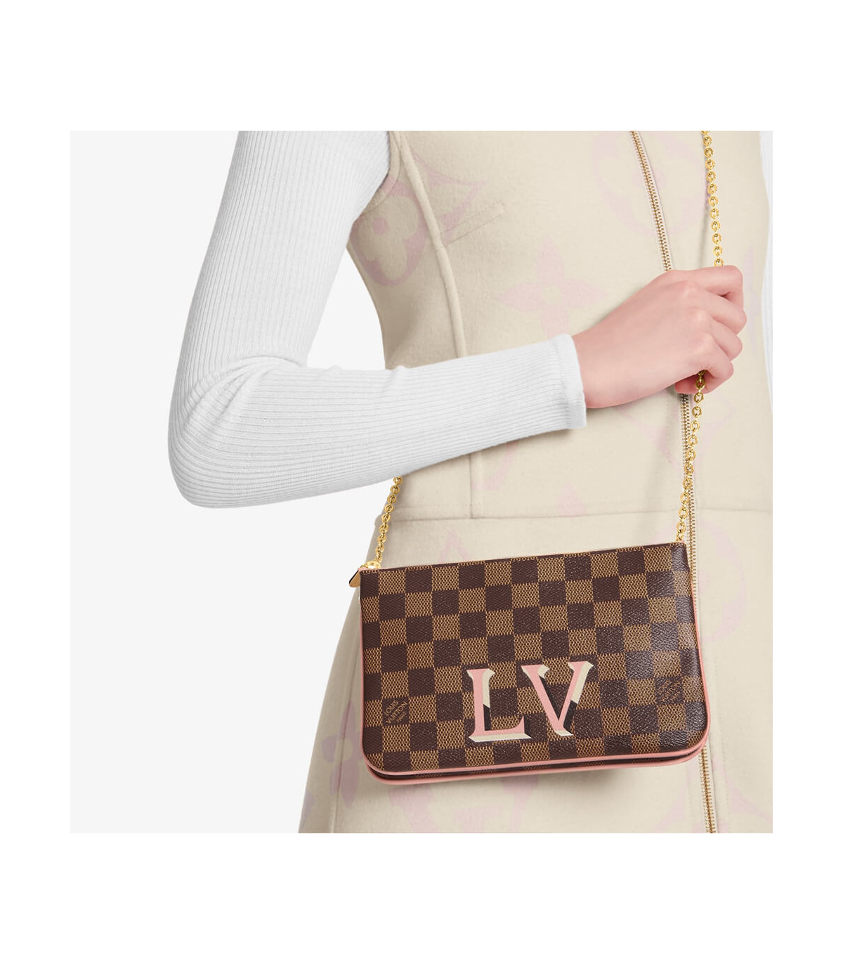 Louis Vuitton Damier Ebene Double Zip Pochette