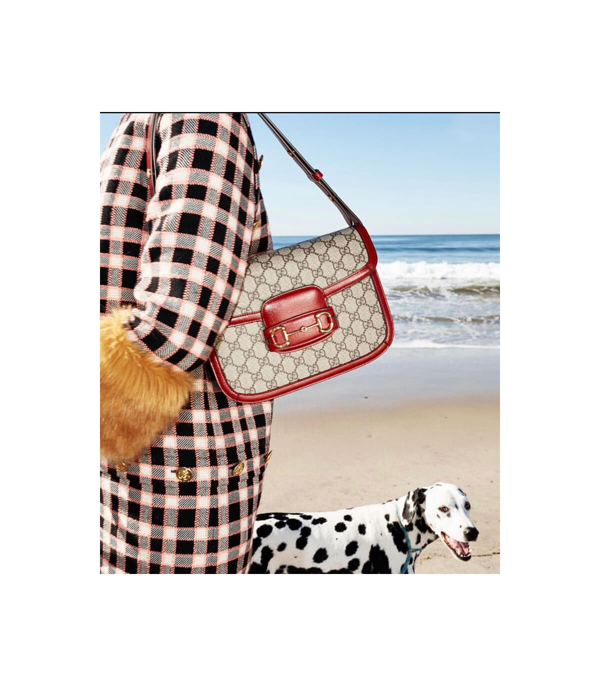 Gucci 1955 Horsebit Red GG Supreme Canvas Shoulder Bag