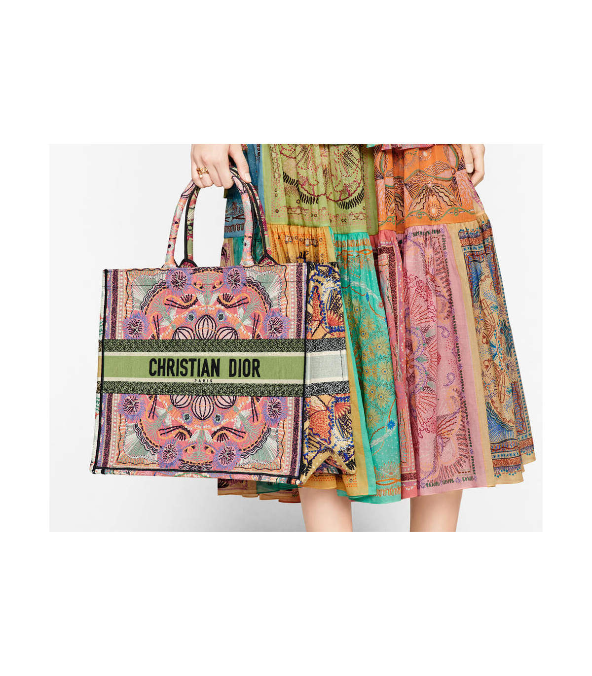 Dior Dior Book Tote Multicolor In Lights Embroidery