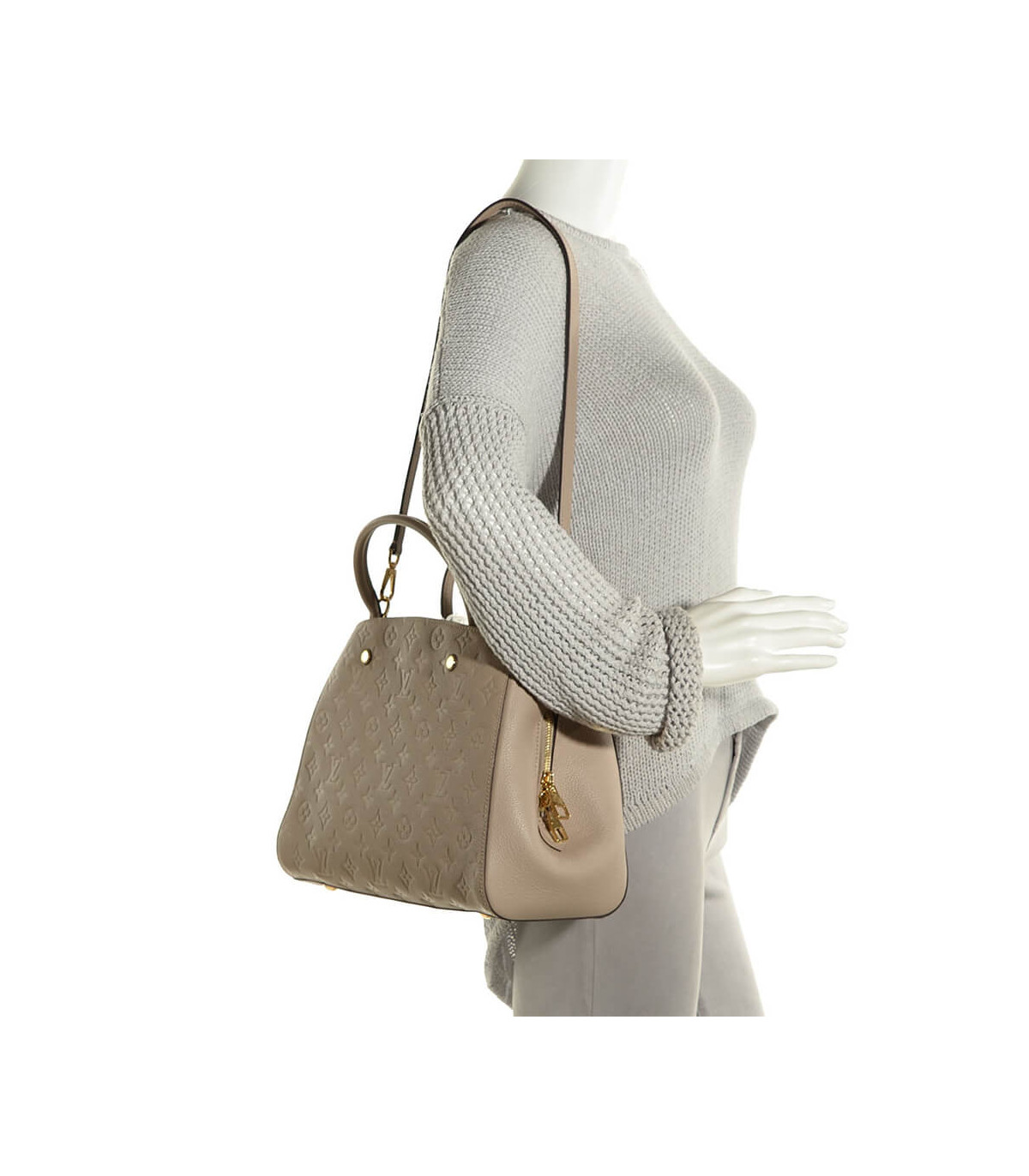 Louis Vuitton Monogram Empreinte Leather Montaigne MM Tourterelle Grey