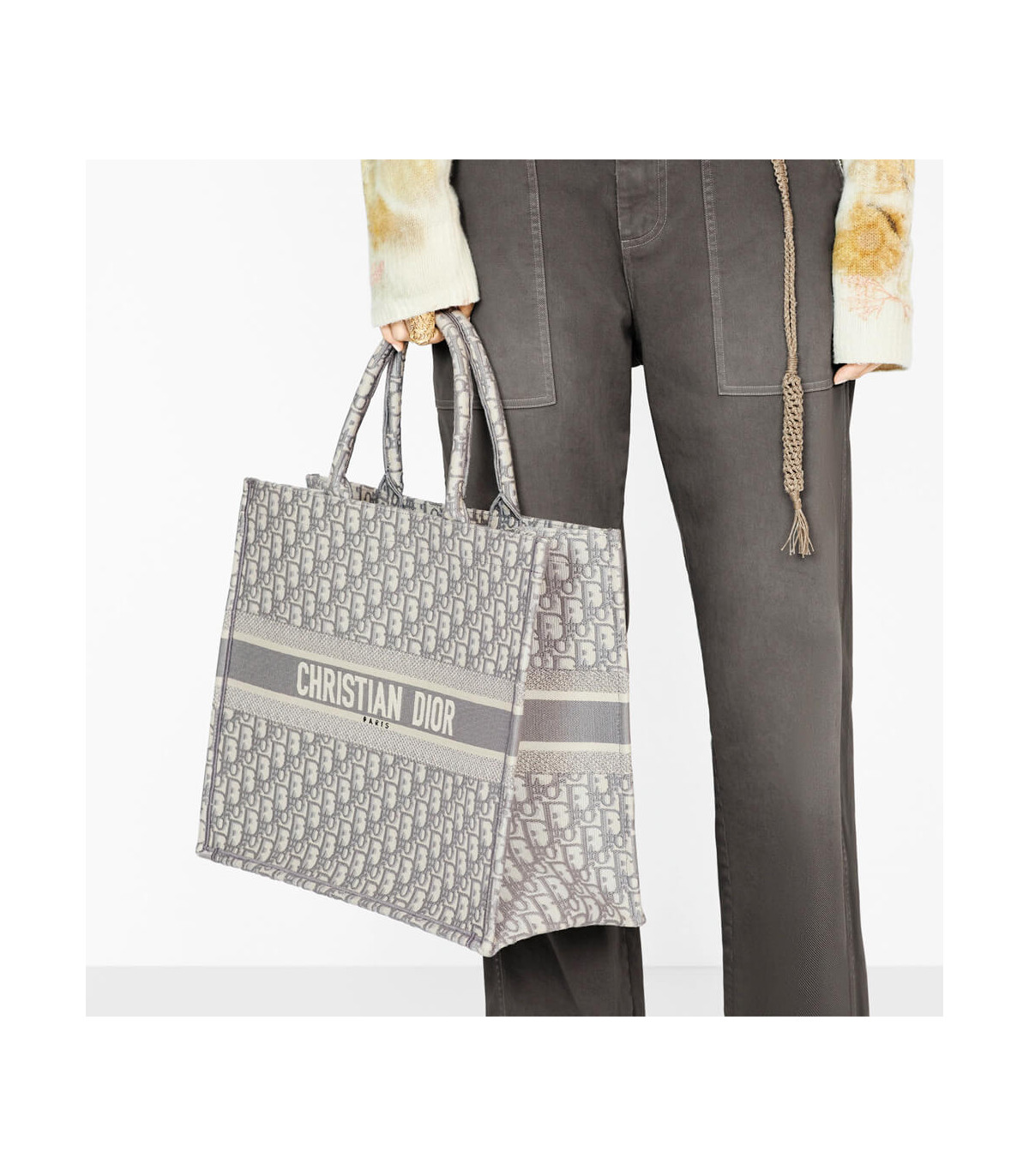 Dior Dior Book Tote Grey Oblique Embroidery