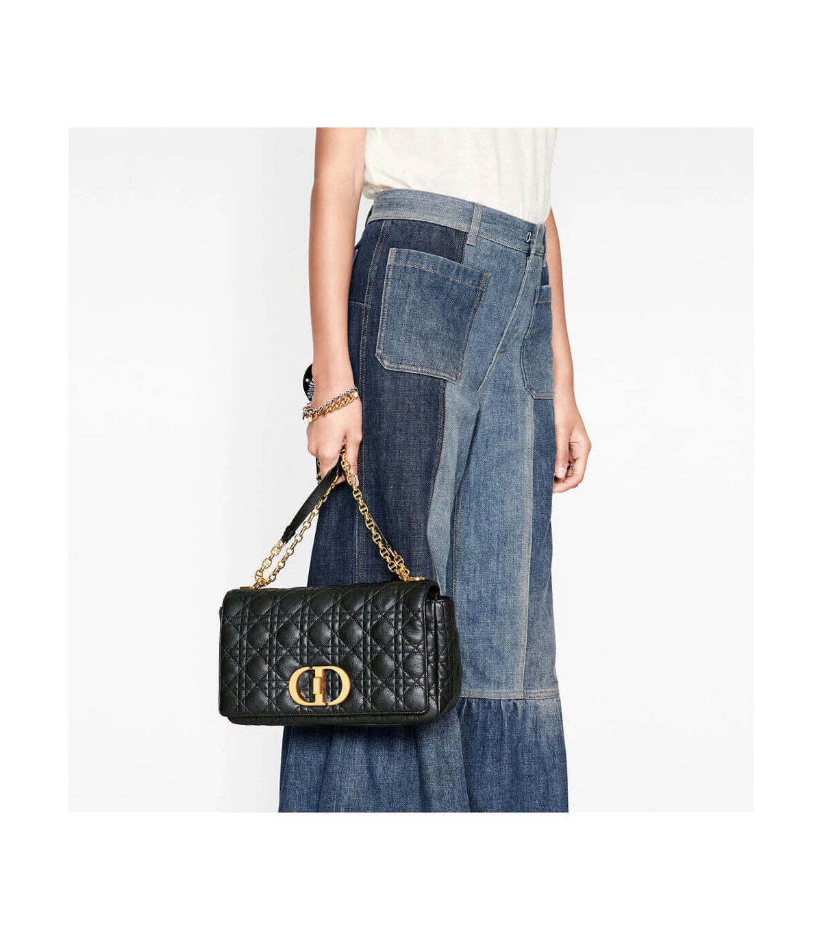 Dior Dior Large Caro Bag Black Supple Cannage Calfskin