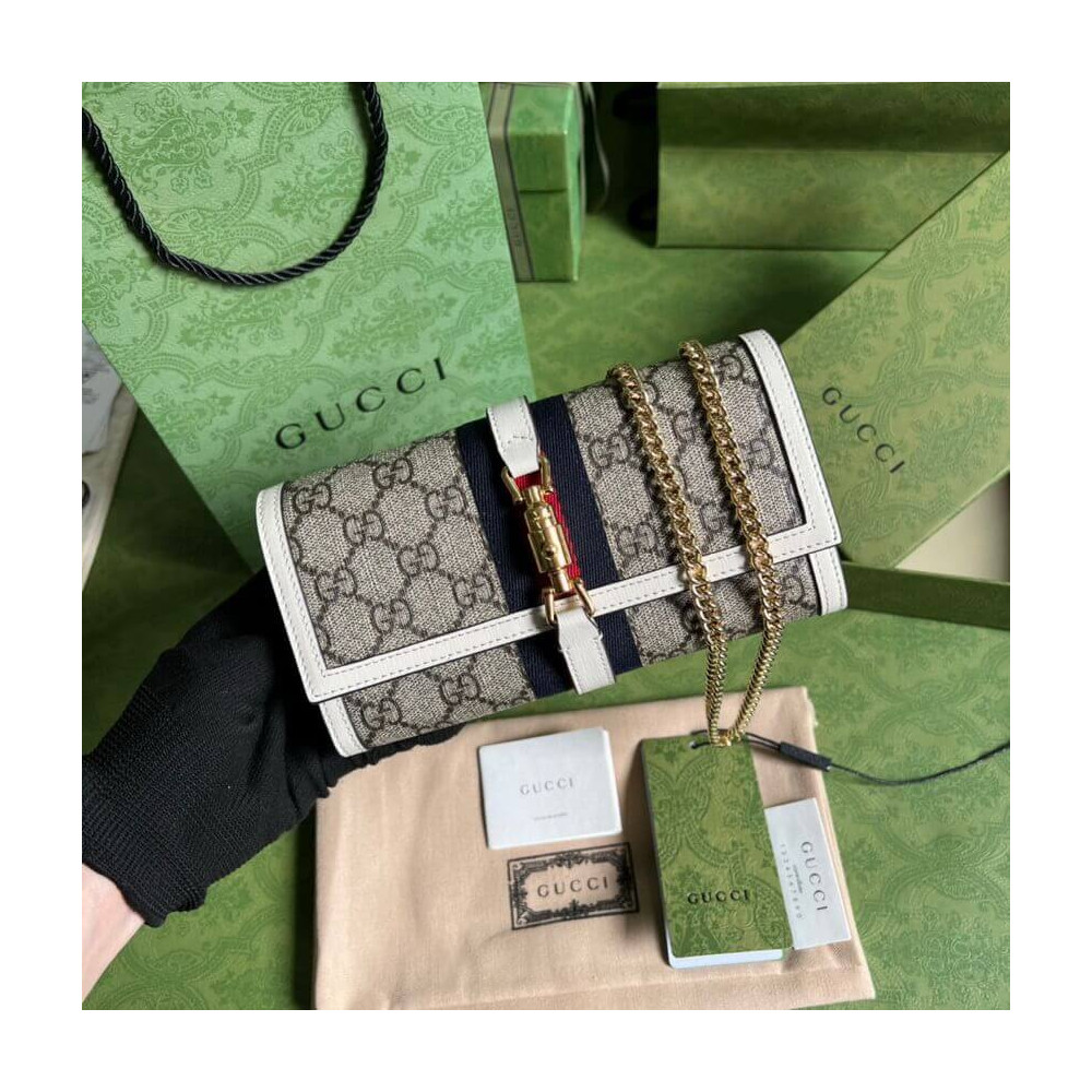 Gucci Jackie 1961 Chain Wallet White