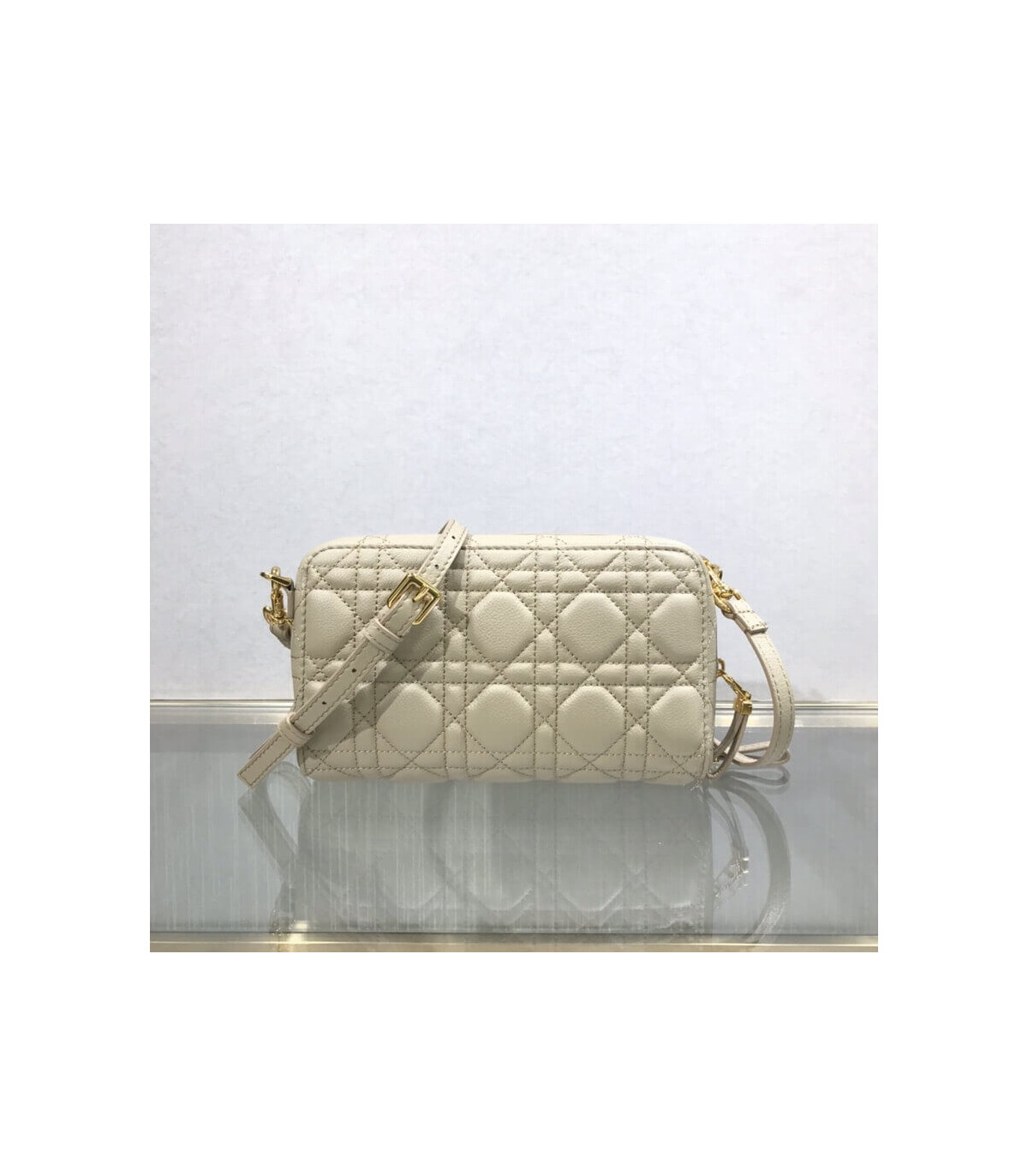 Dior Dior Caro Double Pouch Beige Supple Cannage Calfskin