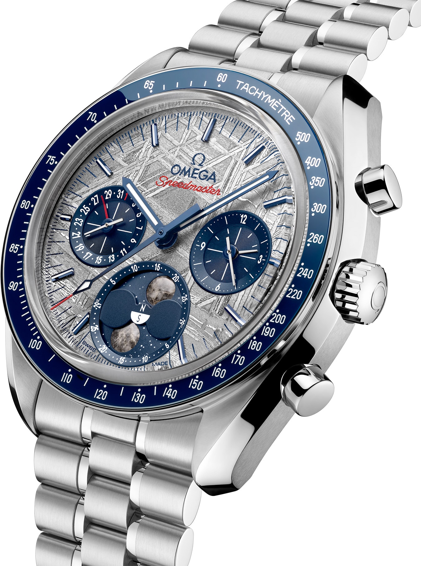 2025 Omega Speedmaster Moonphase Meteorite Blue and Grey 304.30.43.52.06.001