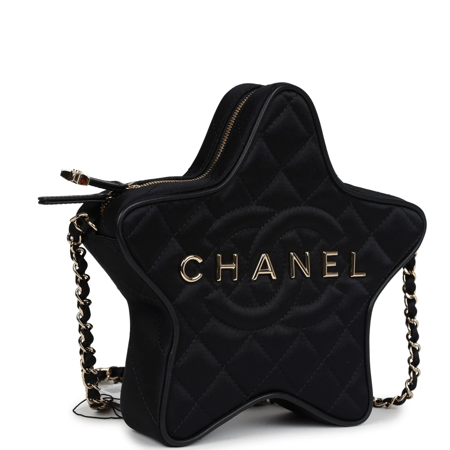 Chanel Star Bag Black Satin Light Gold Hardware
