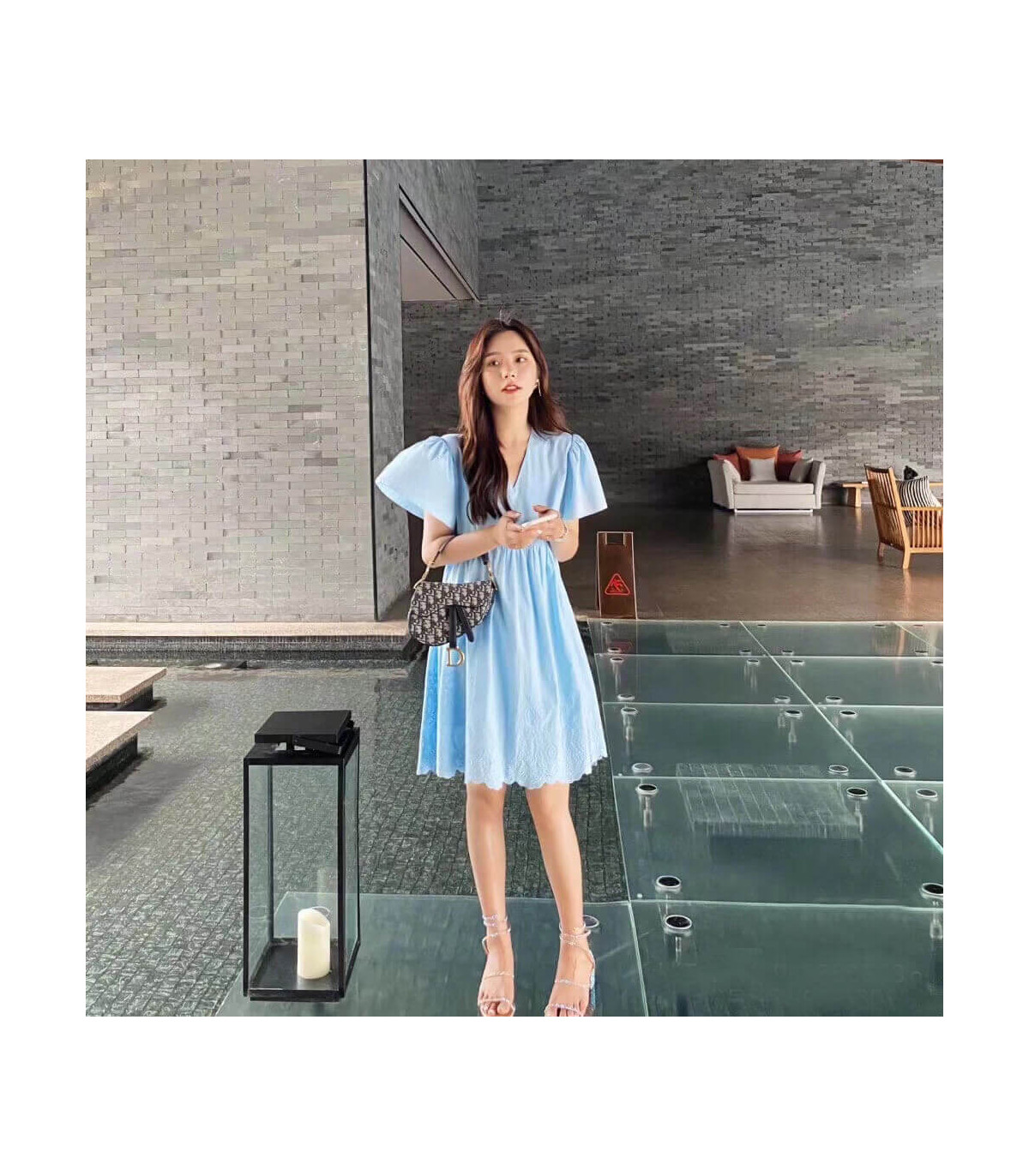 Dior Dior Mini Saddle Bag Blue Oblique Jacquard