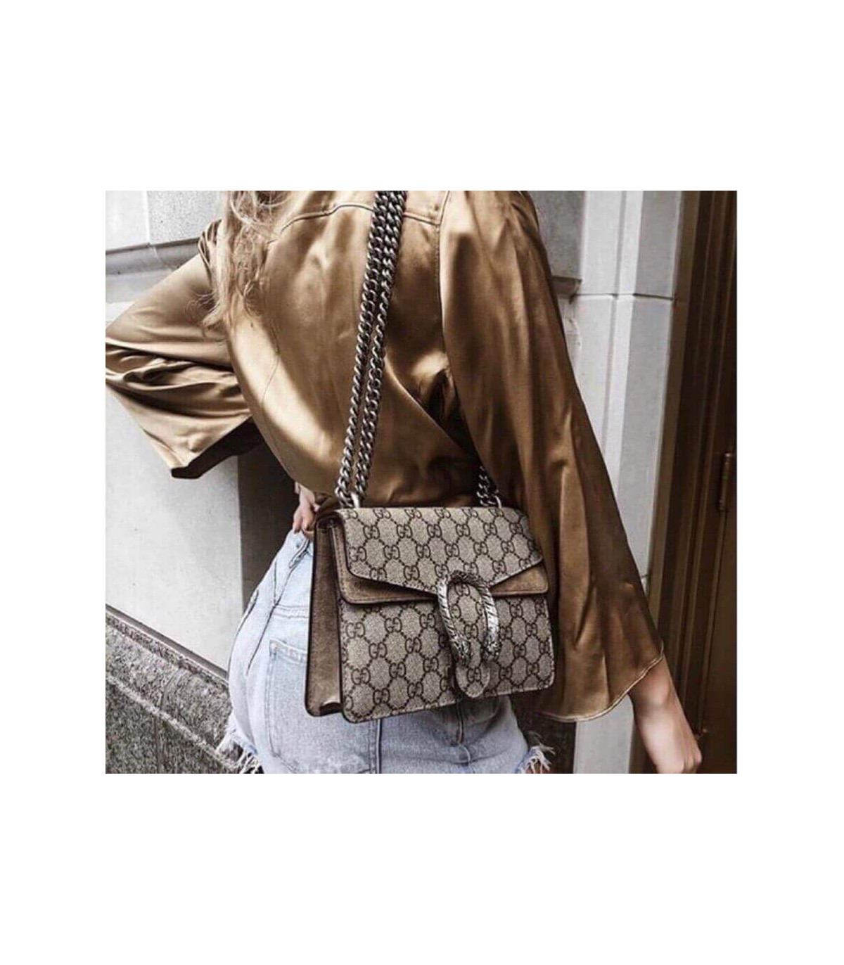 Gucci Dionysus GG Supreme Mini Bag Apricot