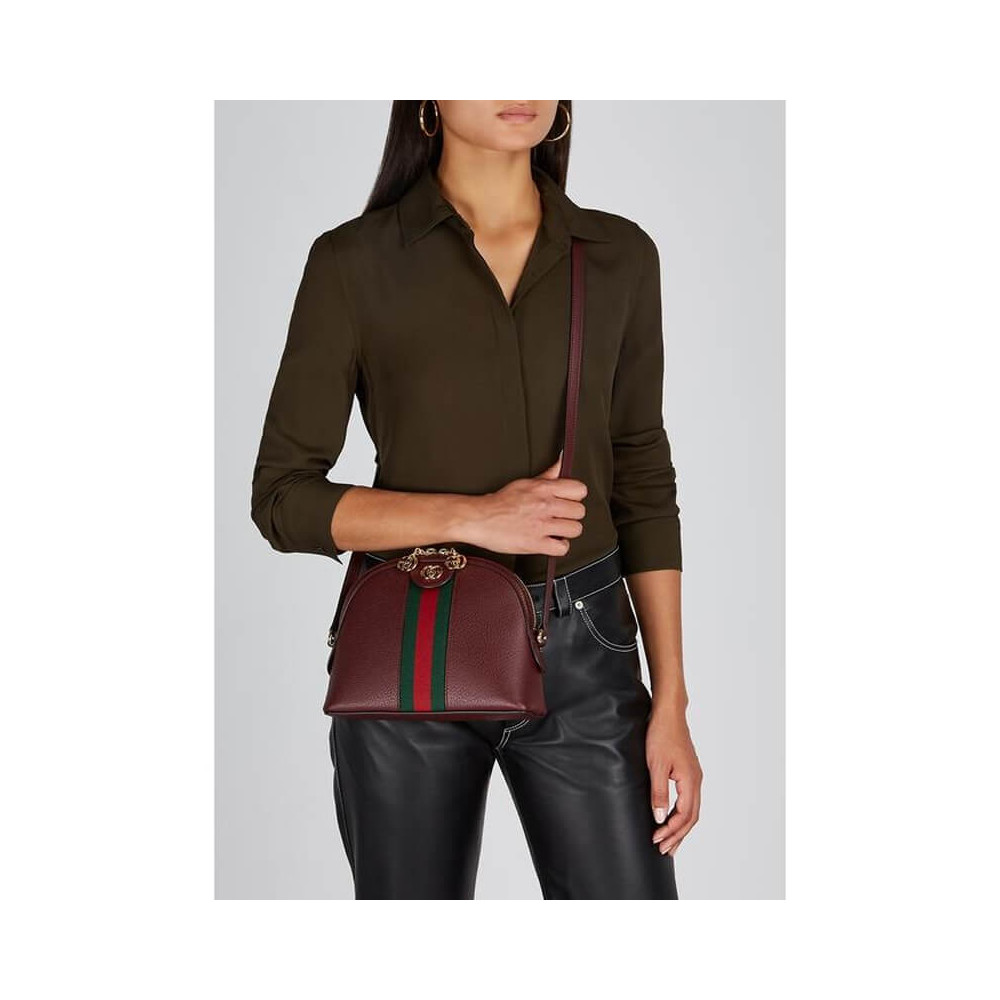 Gucci Ophidia Small Shoulder Bag in Burgundy Leather