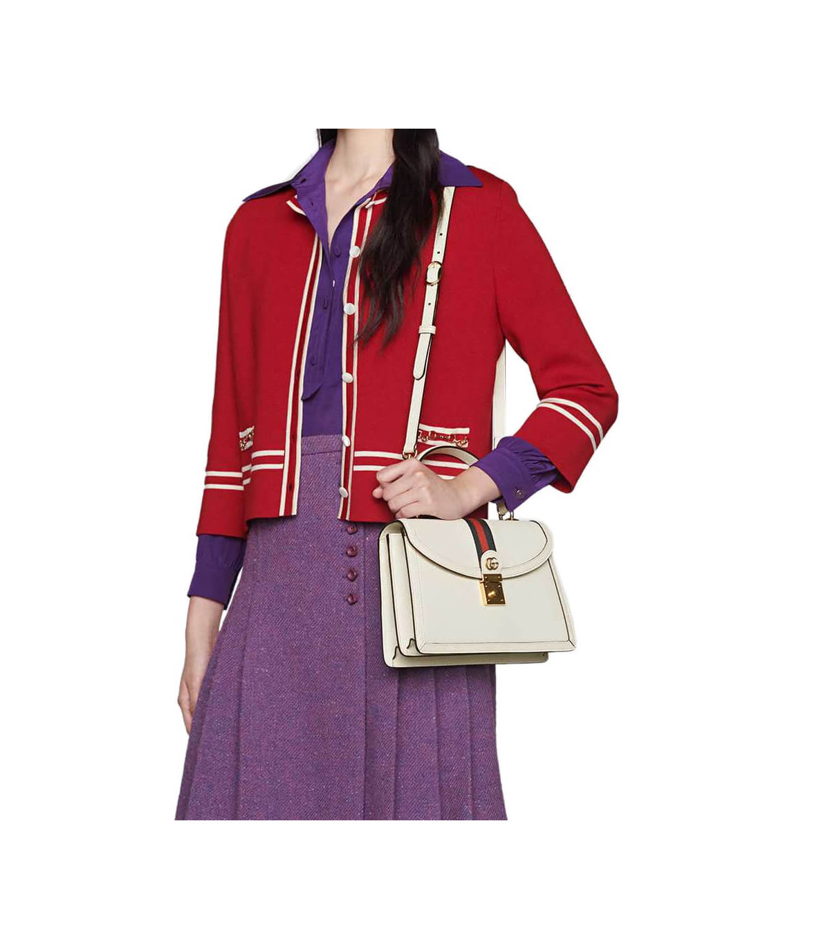 Gucci Ophidia Leather Small Top Handle Bag With Web