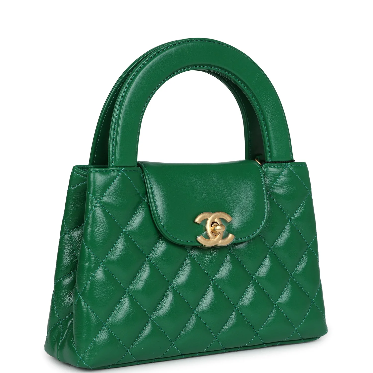 Chanel Small Kelly Shopper Dark Green Shiny Aged Calfskin Brushed Gold Hardware