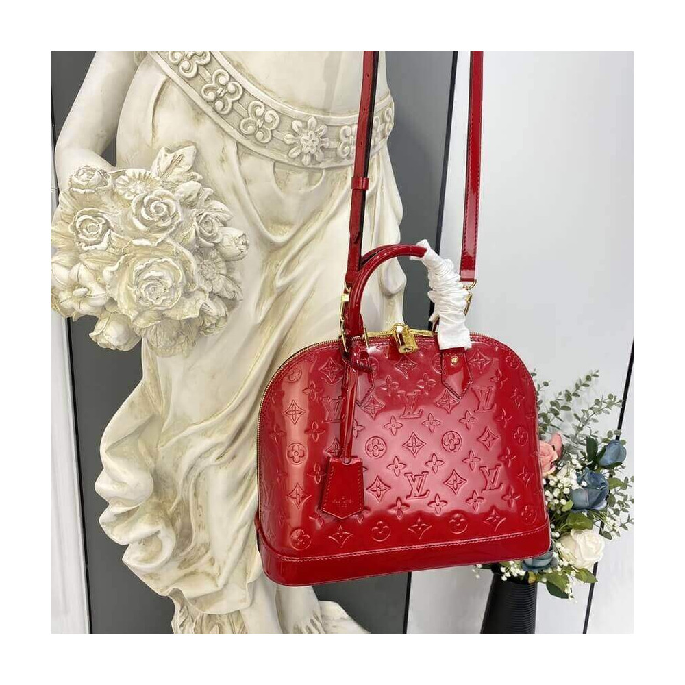 Louis Vuitton Monogram Vernis Leather Alma PM Red
