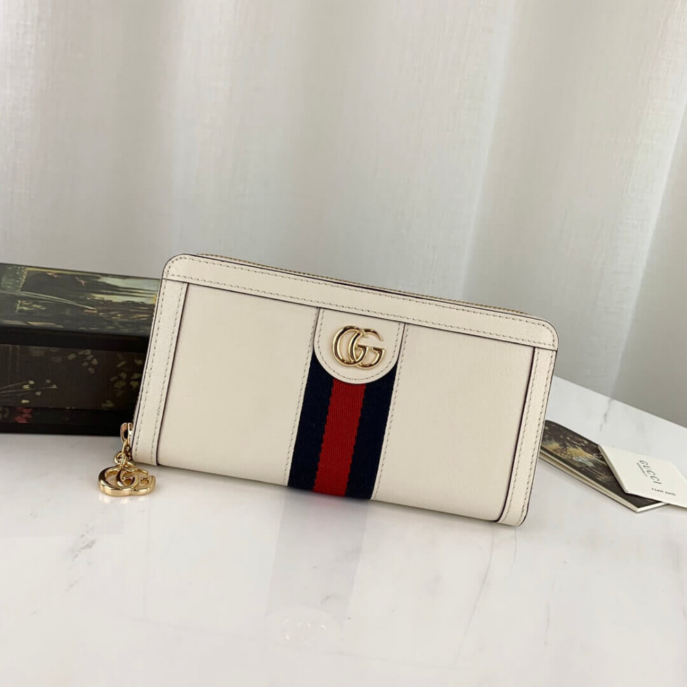 Gucci Ophidia Leather Zip Around Wallet