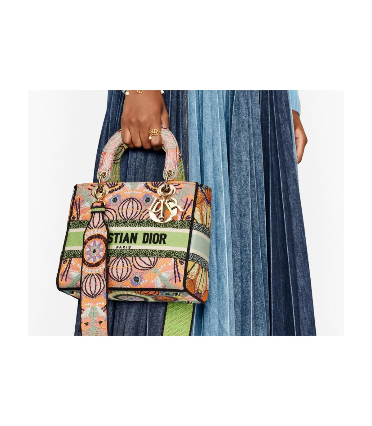 Dior Dior Medium Lady D-Lite Bag Multicolor Lights Embroidery