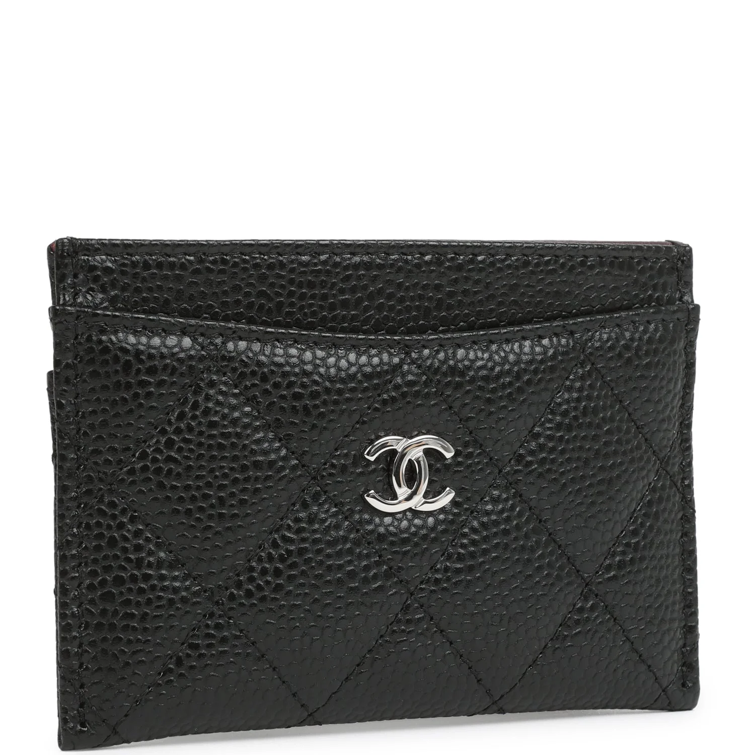 Chanel Classic Card Holder Wallet Black Caviar Silver Hardware