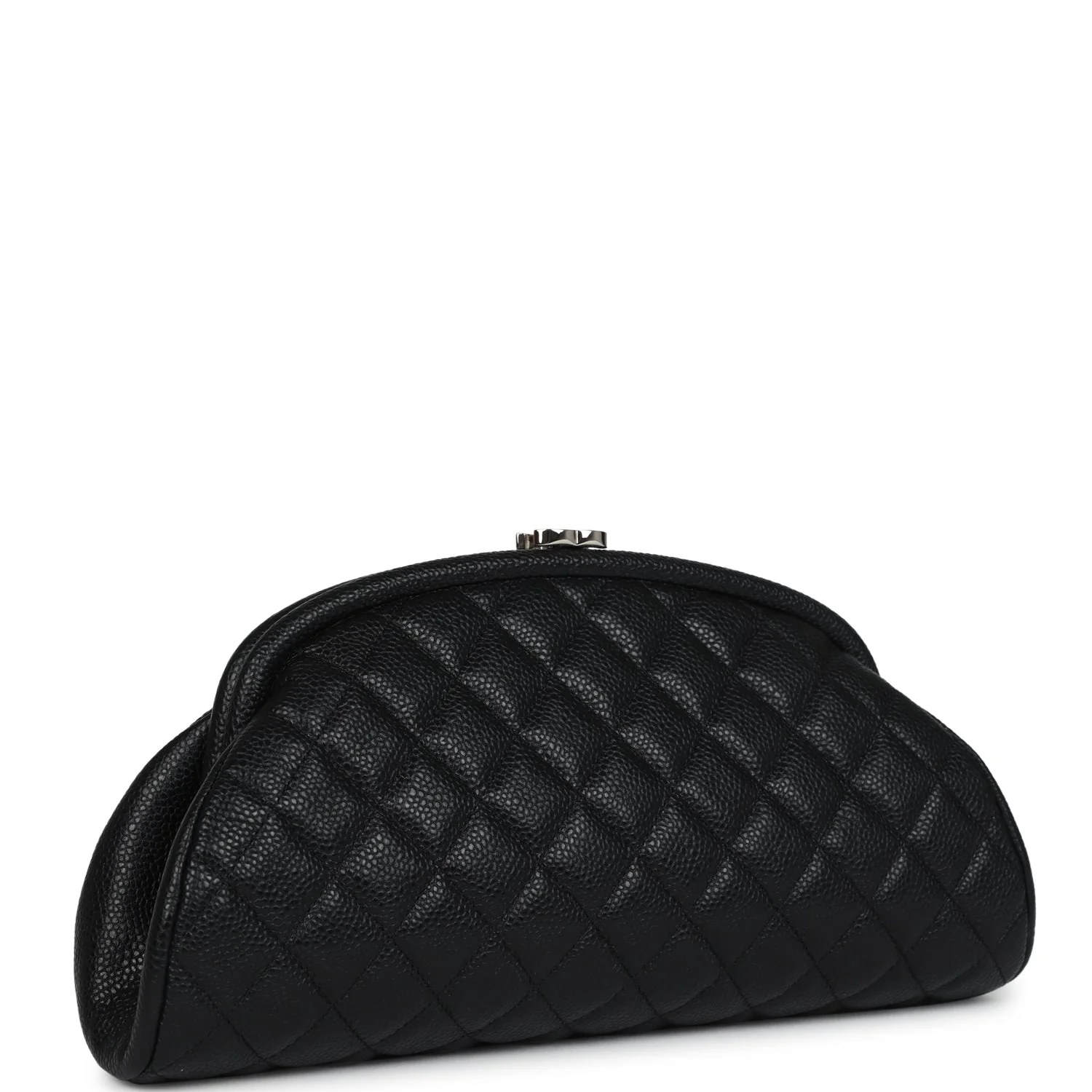 Chanel Timeless CC Kisslock Clutch Black Caviar Silver Hardware