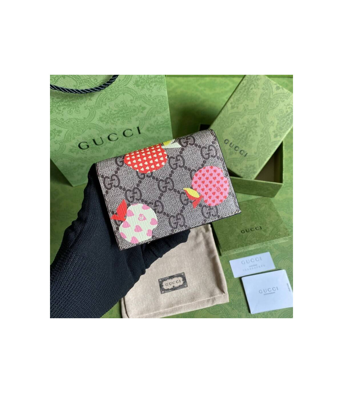 Gucci Les Pommes Card Case Wallet