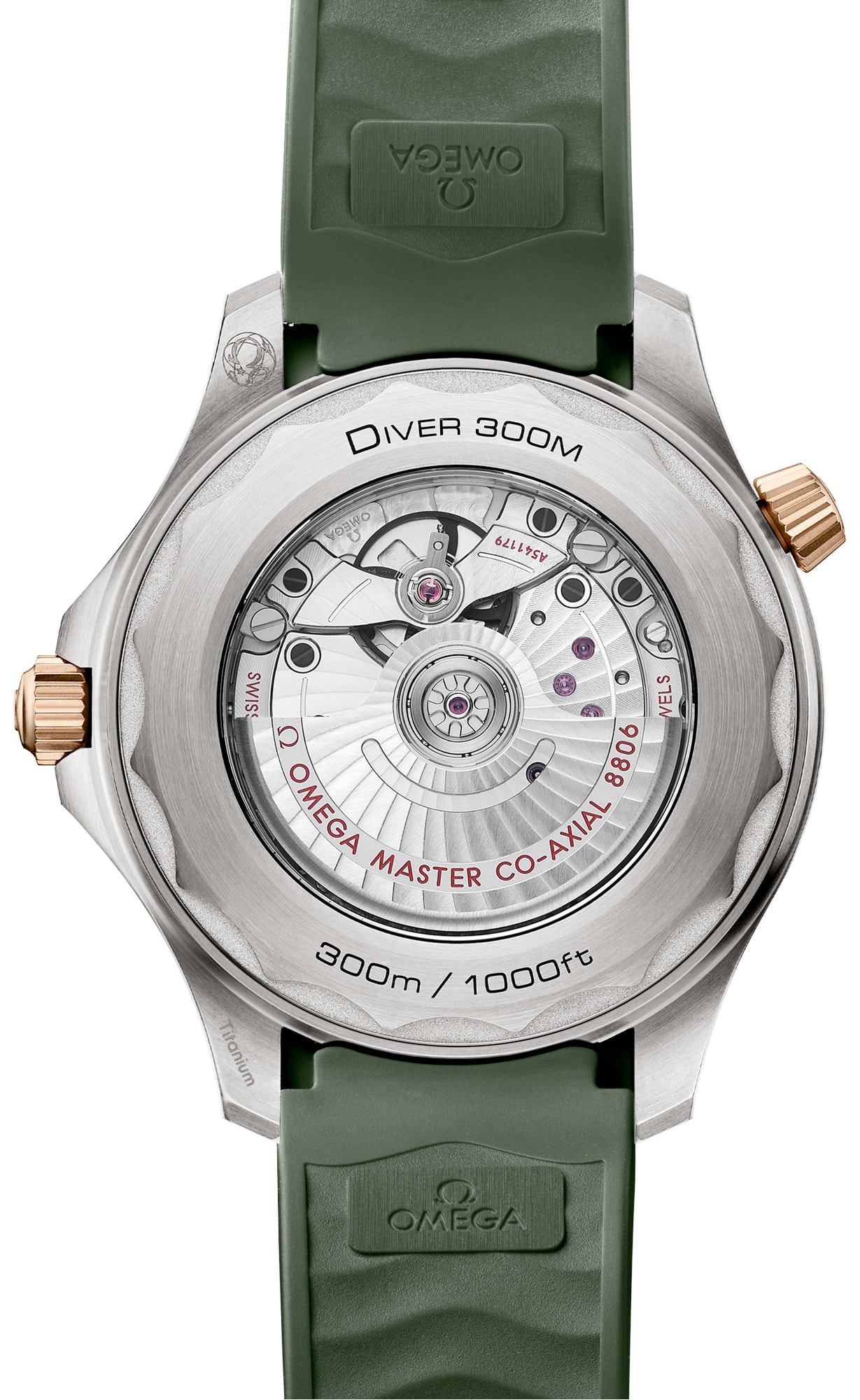 2025 Omega 210.92.42.20.10.001 Seamaster Diver 300M Green Dial Titanium Bronze Gold on Rubber
