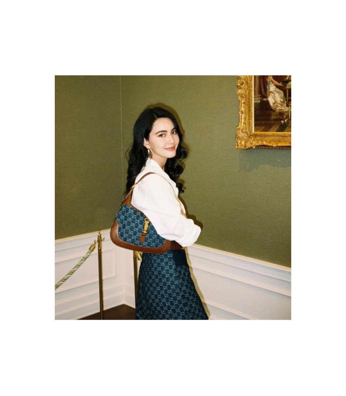 Gucci Jackie 1961 Small Shoulder Bag in Blue Jacquard Denim