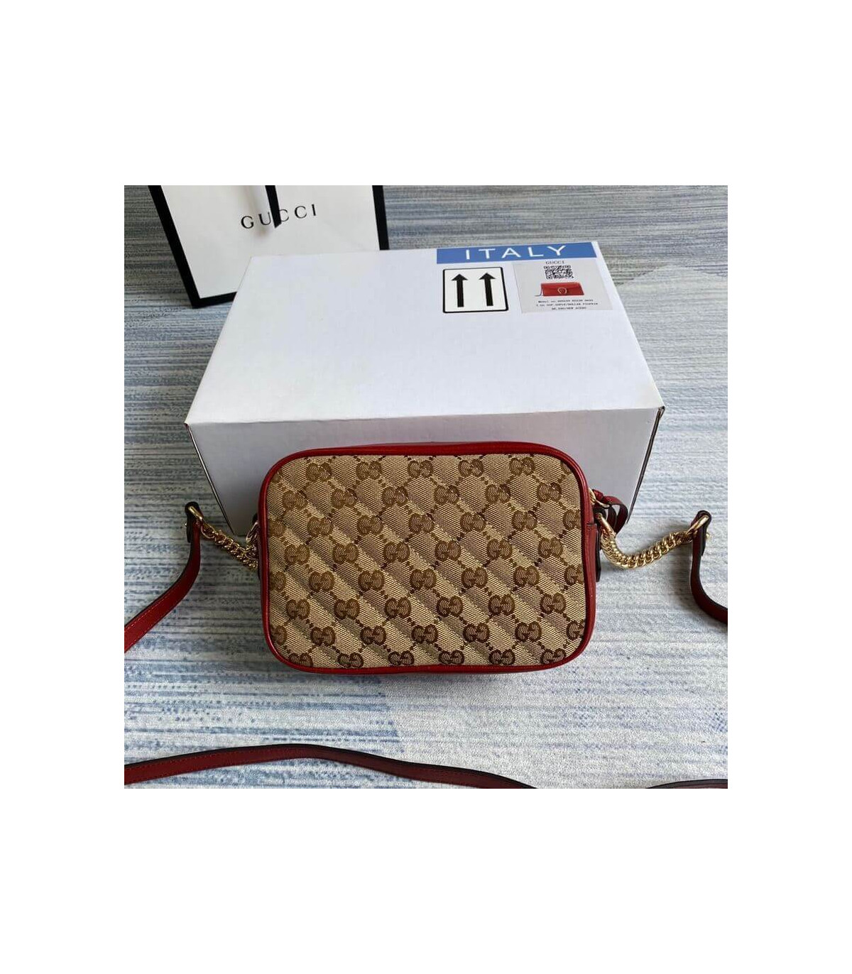 Gucci GG Canvas Matelasse Mini Bag Red