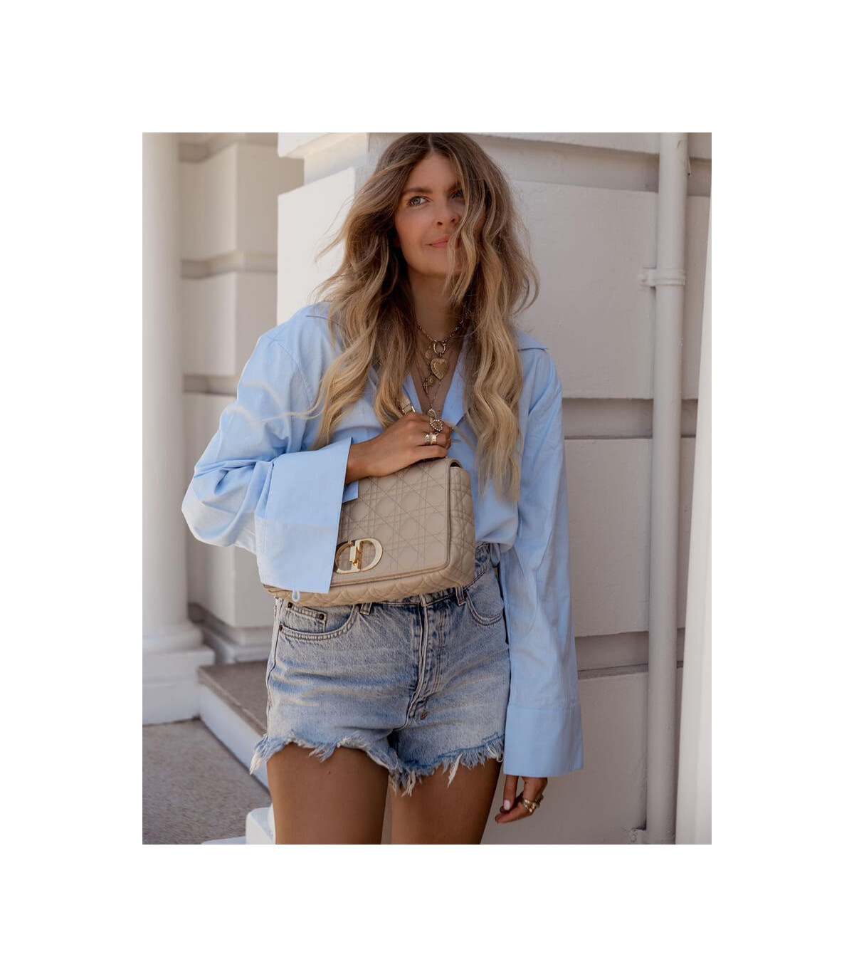 Dior Dior Large Caro Bag Beige Supple Cannage Calfskin