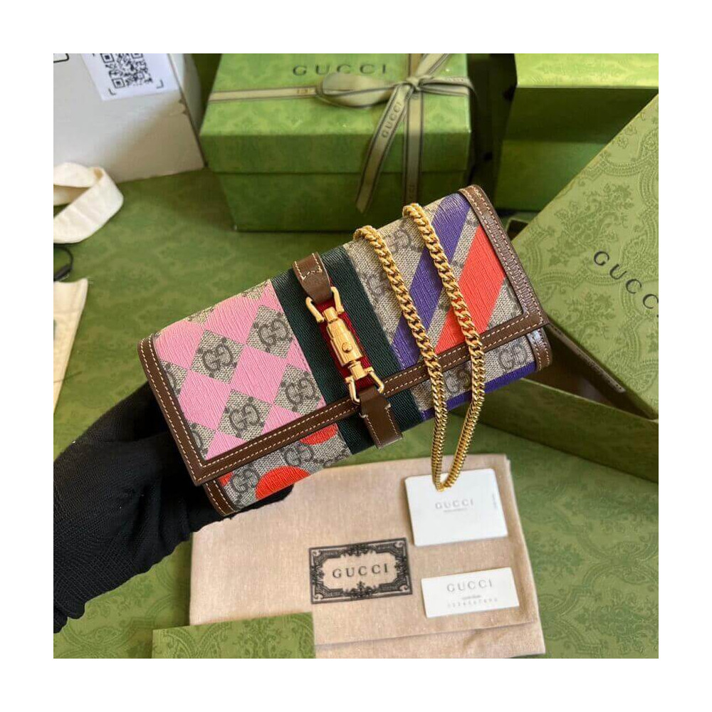 Gucci Jackie 1961 Chain Wallet With Geometric Print