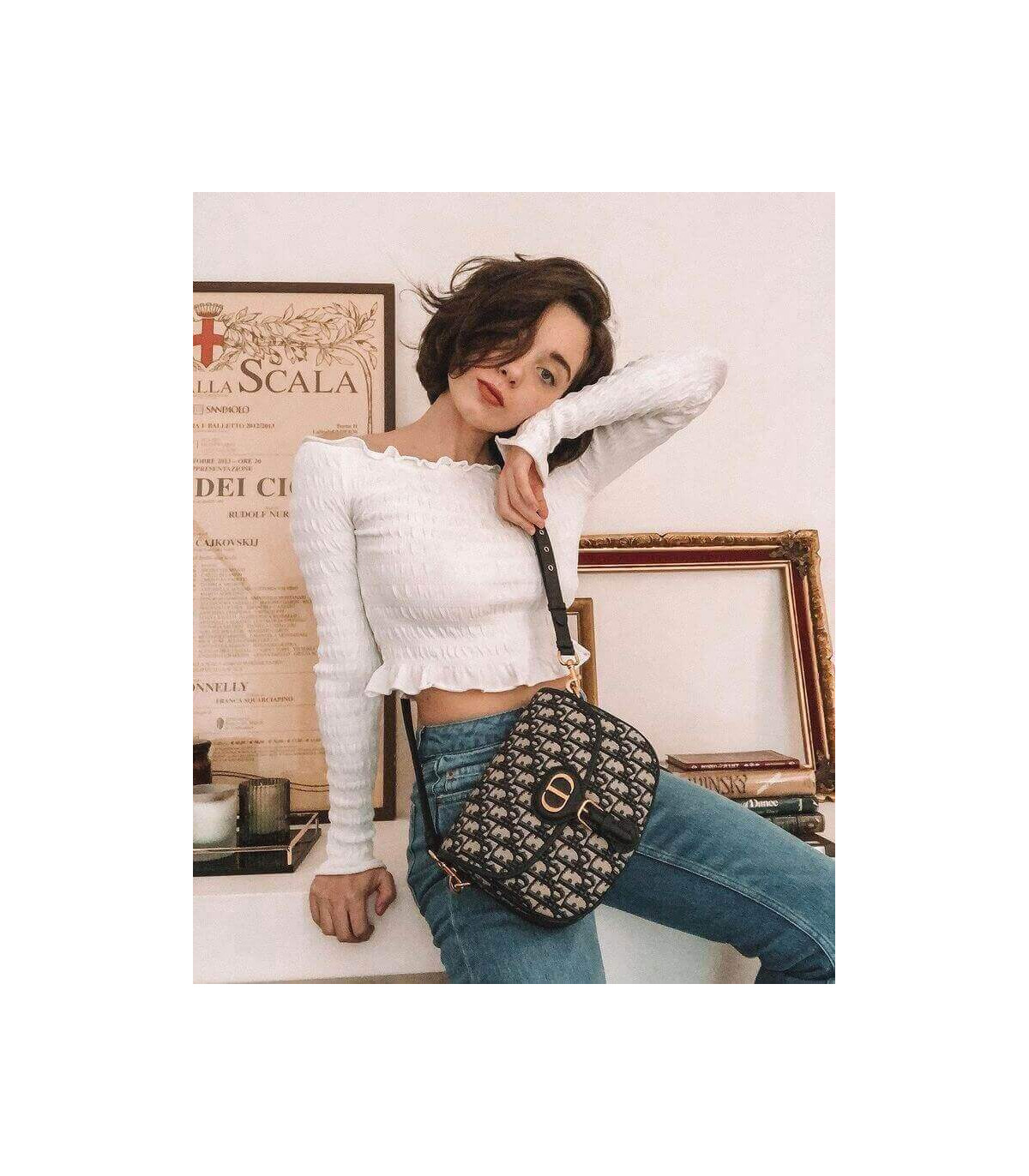 Dior Christian Dior Medium Bobby Bag Blue Oblique Jacquard