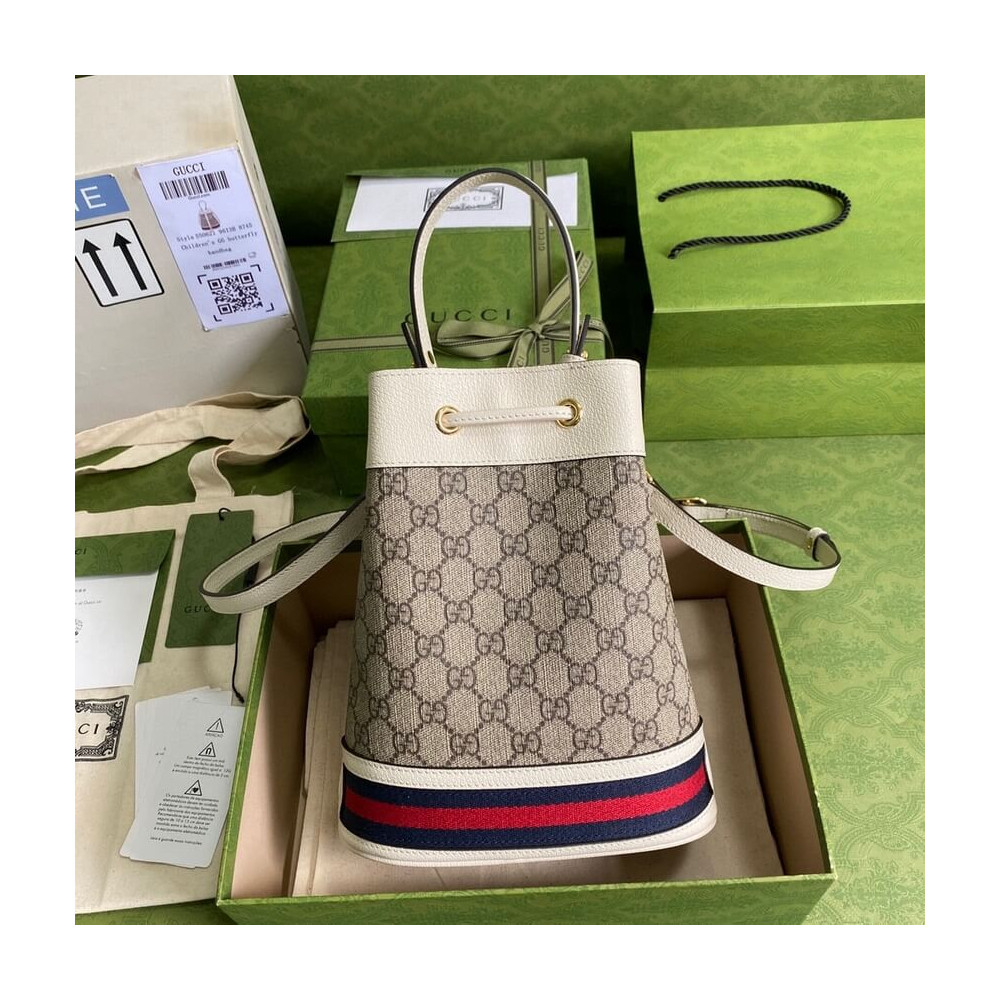 Gucci Ophidia Small GG Bucket Bag White