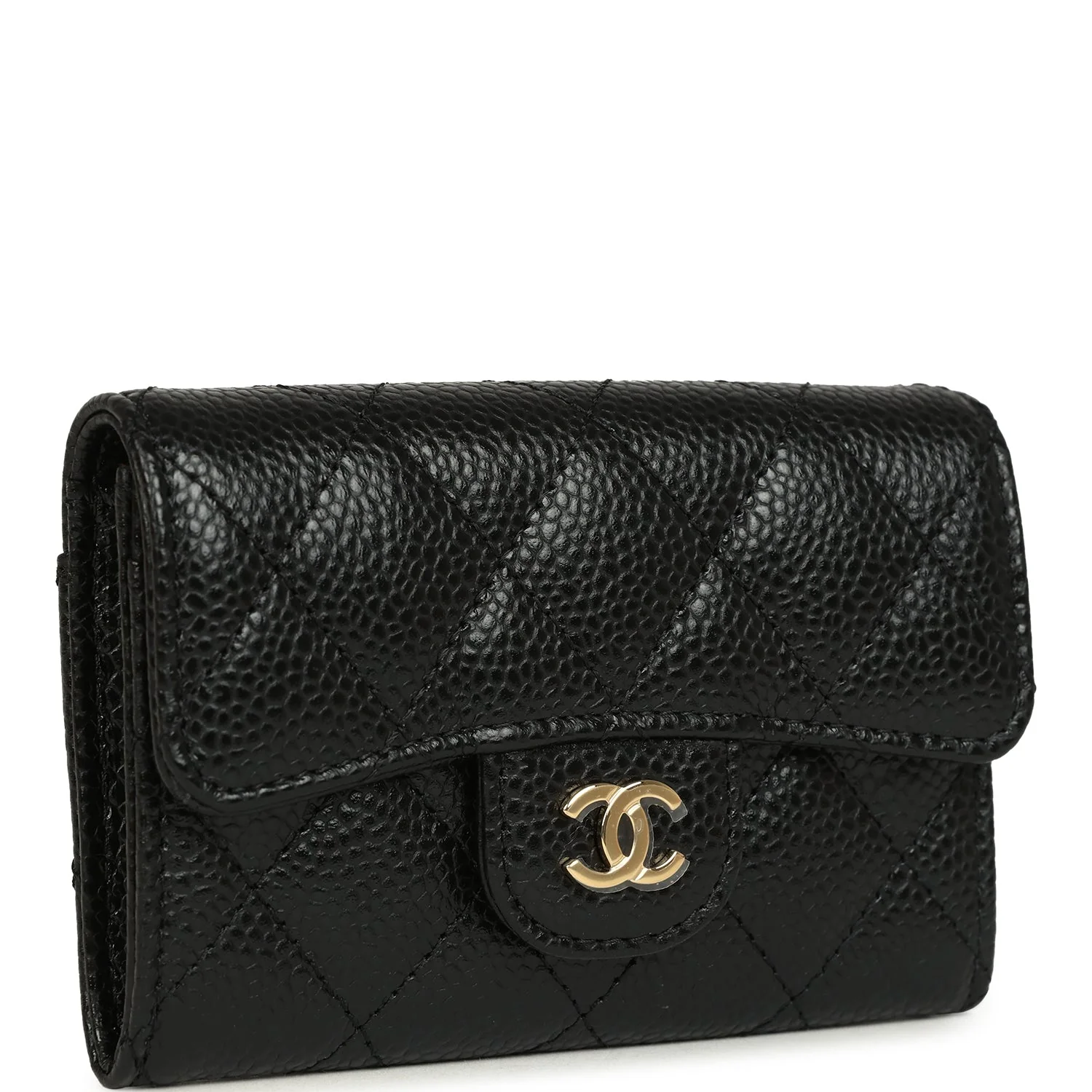 Chanel Classic Card Holder Wallet Black Caviar Gold Hardware