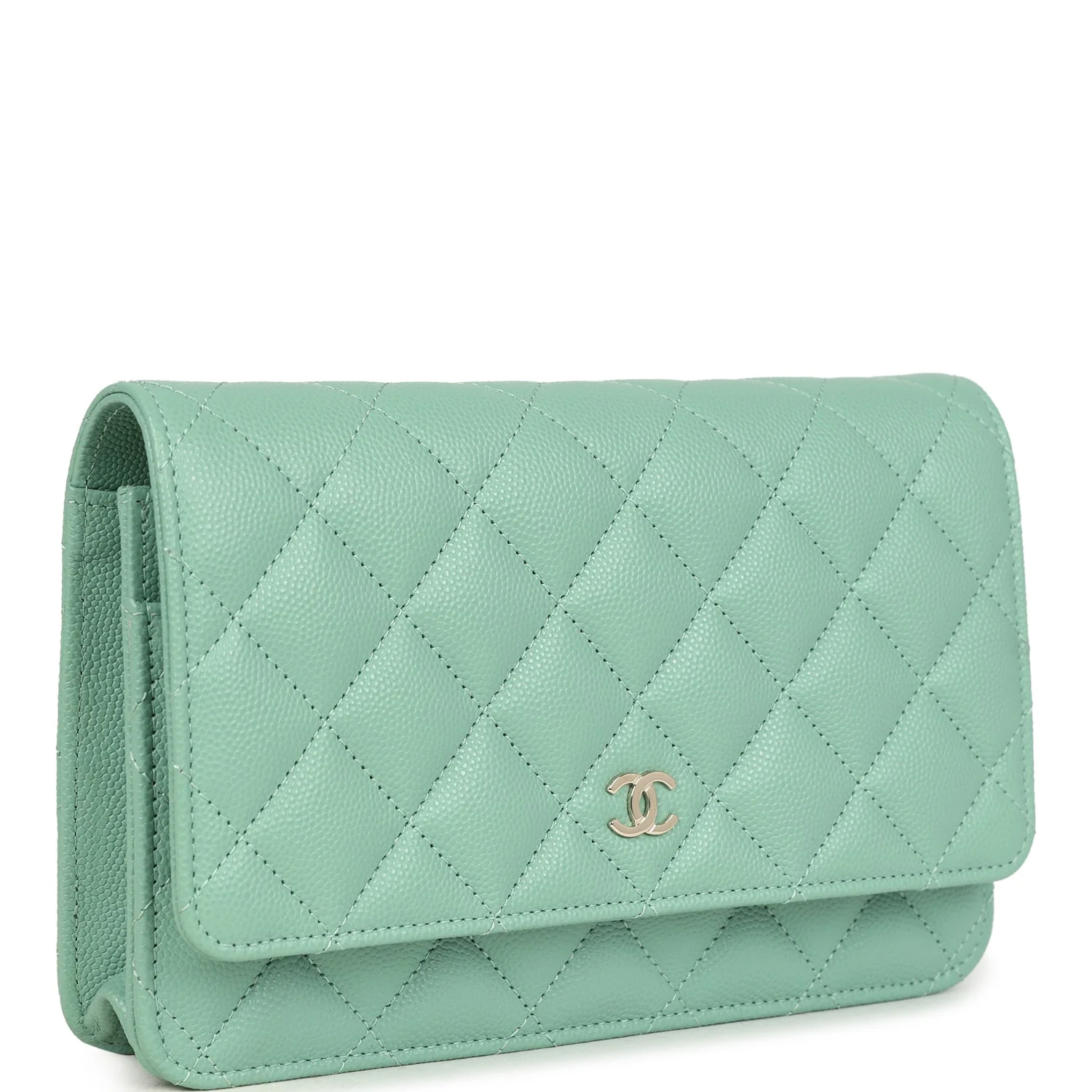 Chanel Wallet On Chain WOC Light Green Caviar Light Gold Hardware