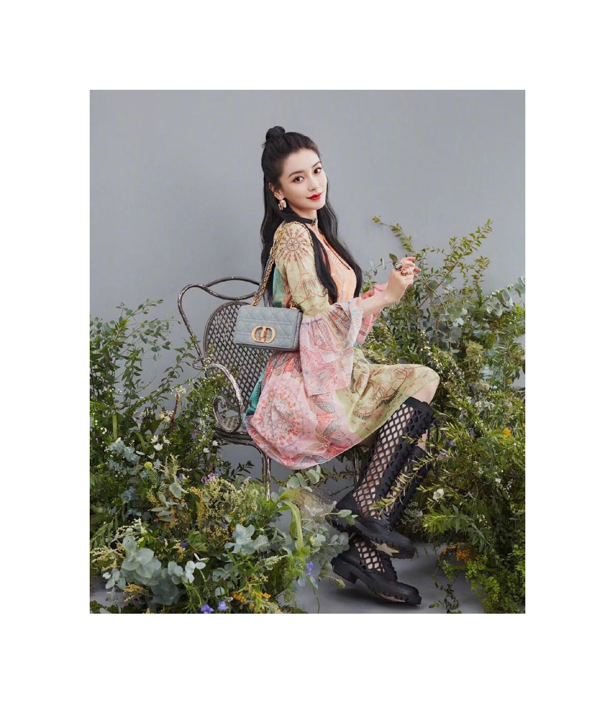 Dior Dior Small Caro Bag Grey Supple Cannage Calfskin