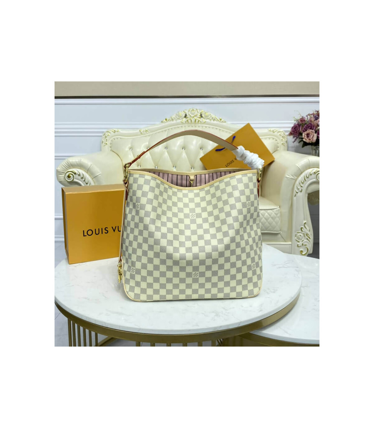 Louis Vuitton Damier Azur Delightful MM Pink