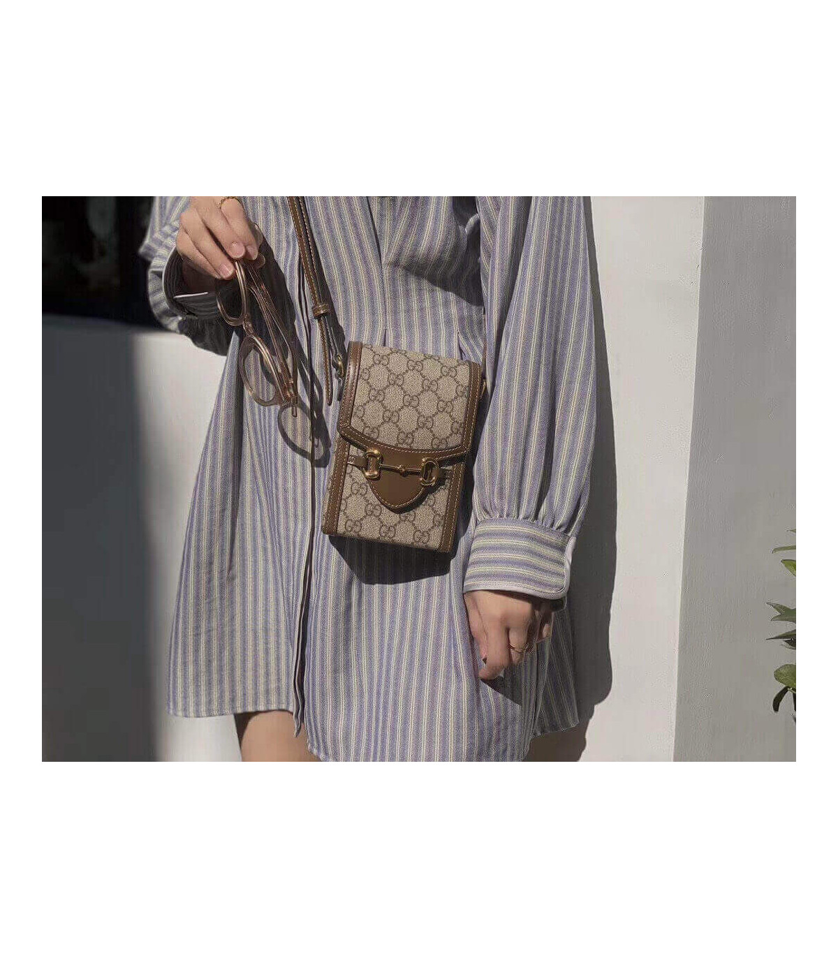 Gucci GG Supreme Horsebit 1955 Mini Bag Brown