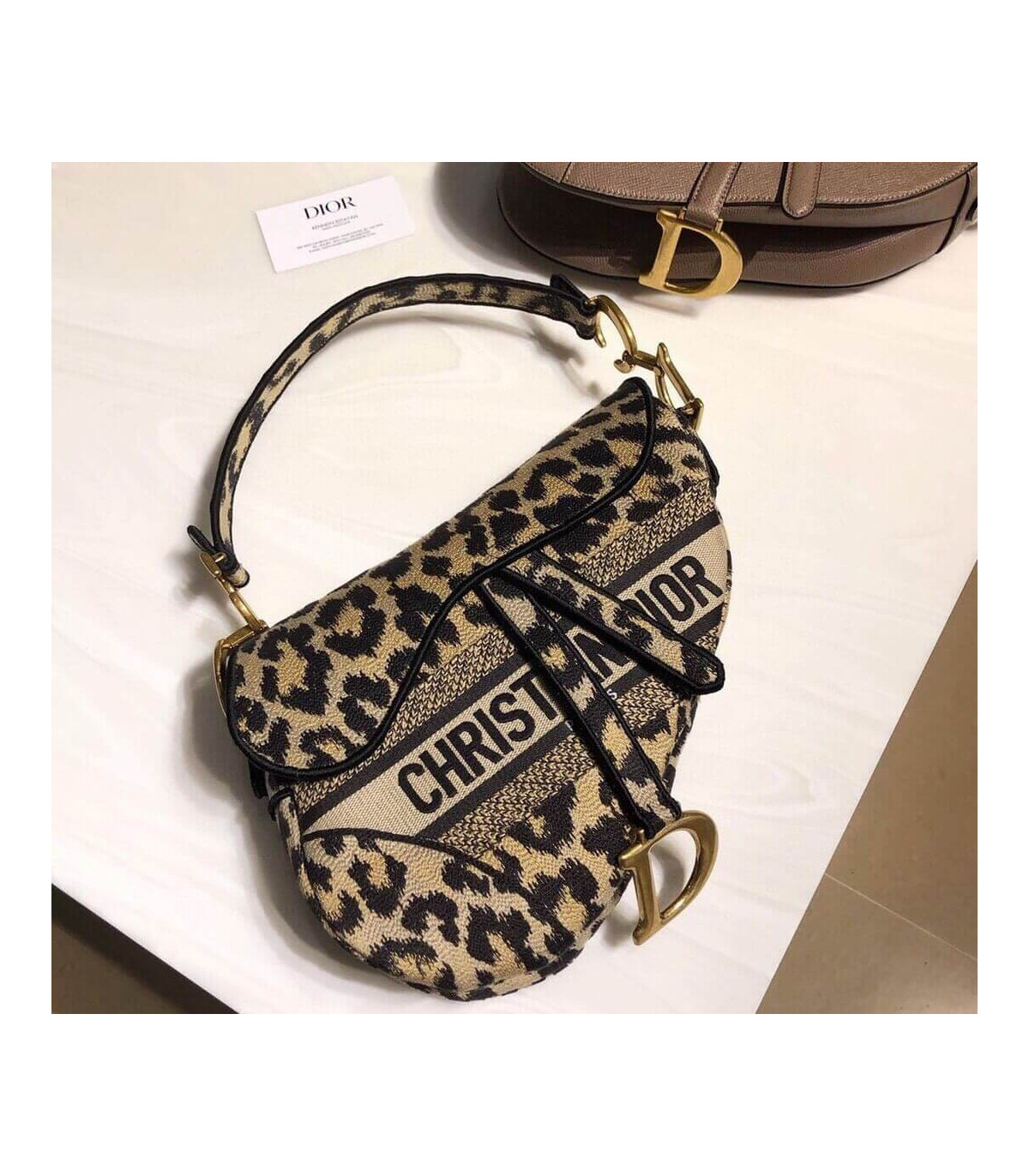 Dior Christian Dior Borsa Saddle Ricamo Mizza beige multicolore