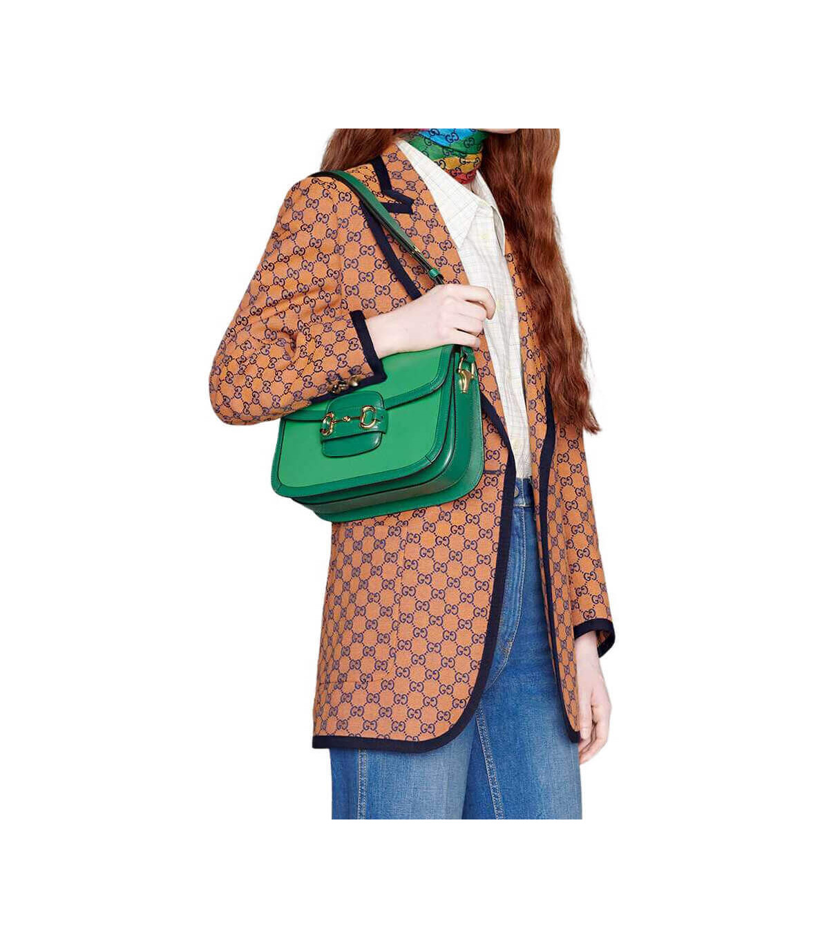 Gucci Horsebit 1955 Small Shoulder Bag Green Leather
