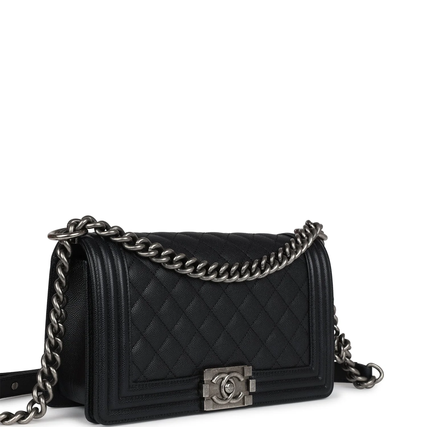 Chanel Medium Boy Bag Black Caviar Aged Ruthenium Hardware