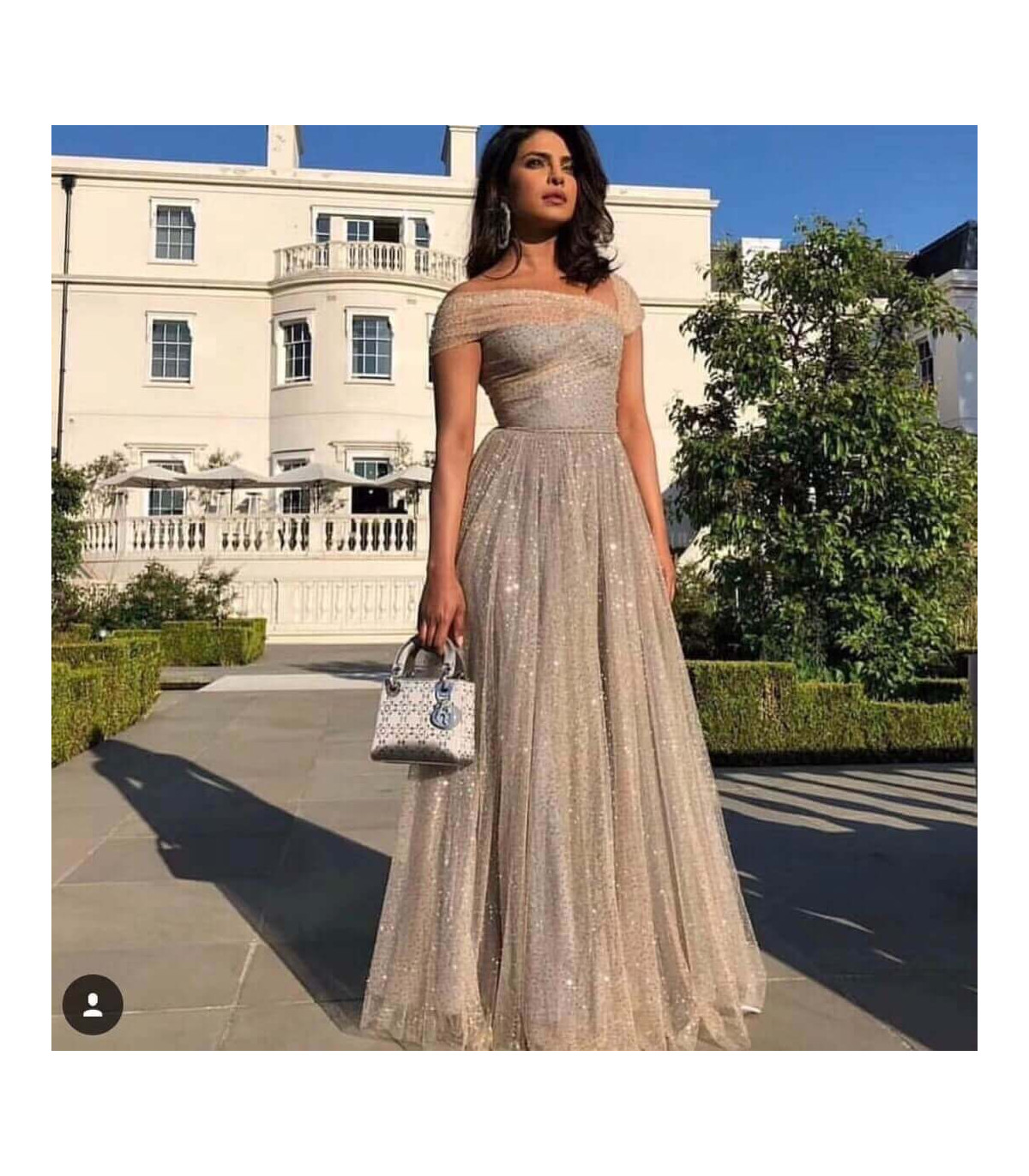 Dior Christian Dior Mini Lady Dior Bag Metallic Calfskin with Platinum Beaded Cannage Embroidery