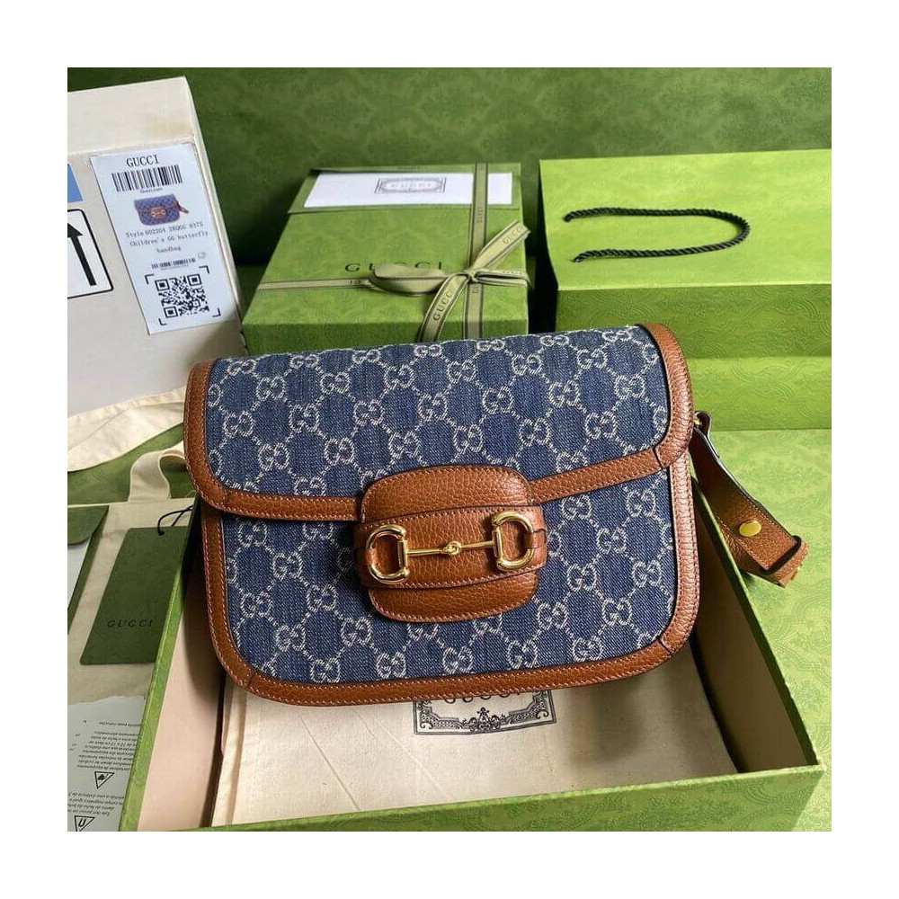 Gucci Horsebit 1955 Small Bag in Blue Denim